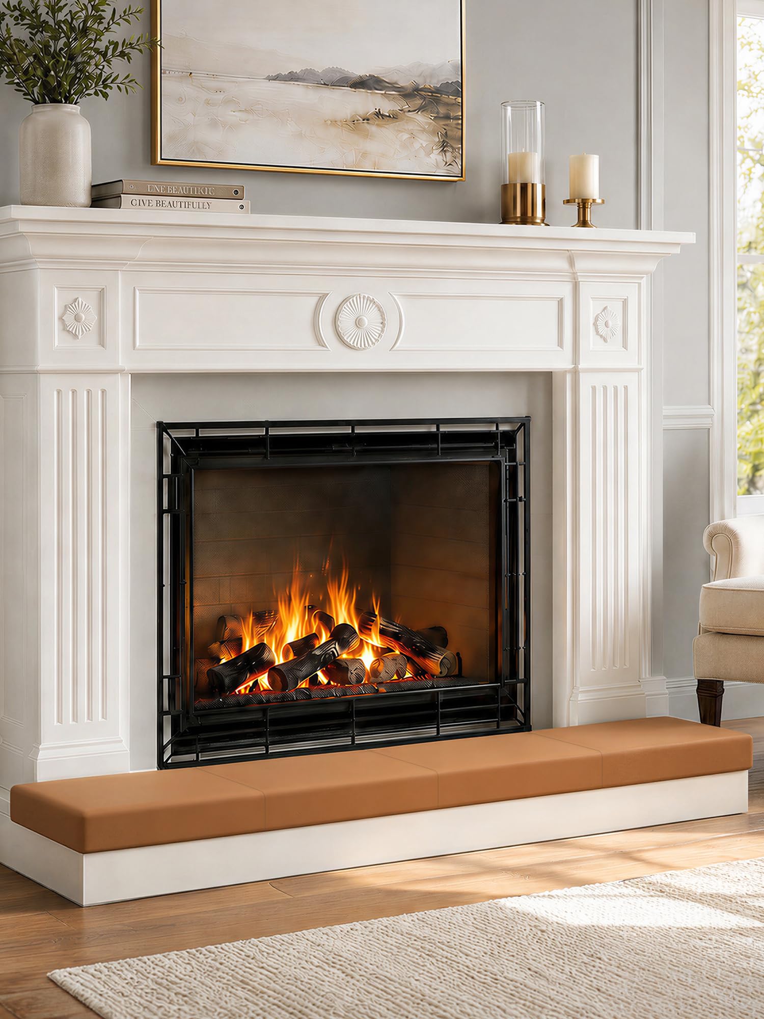 Photo 1 of Salcod Fireplace Baby Proofing Cushion, 90 Inch, Brown
