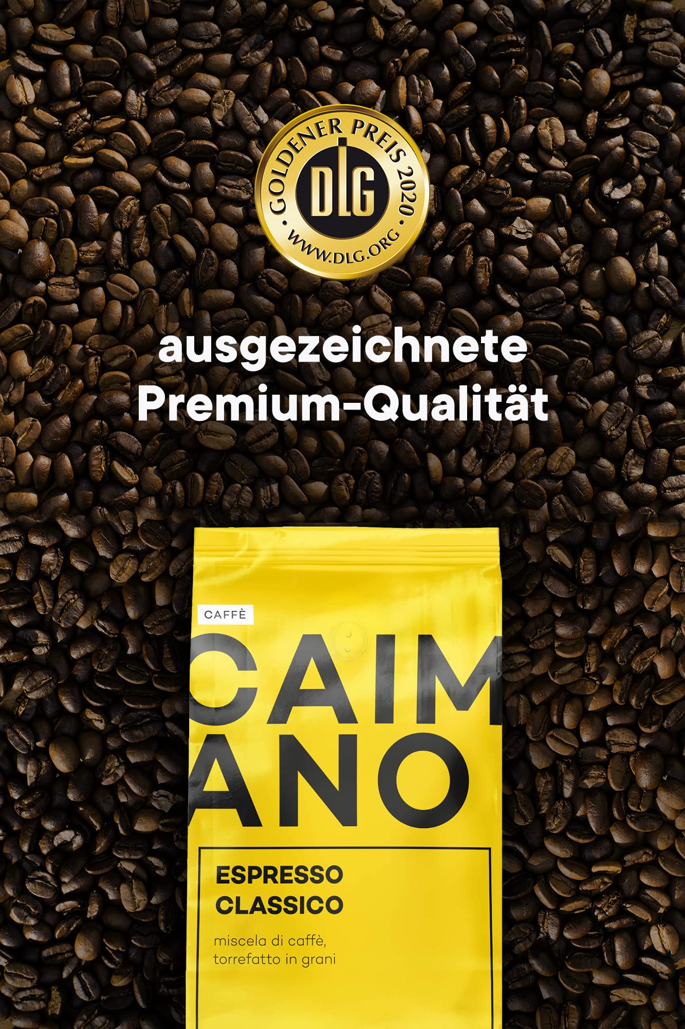 Caffè Caimano Espresso Classico (1kg) Ganze Espressobohnen | Ideal Für Siebträger & Kaffeevollautomaten | Arabica/Robusta | Wenig Säure | Nussig, Schokoladig