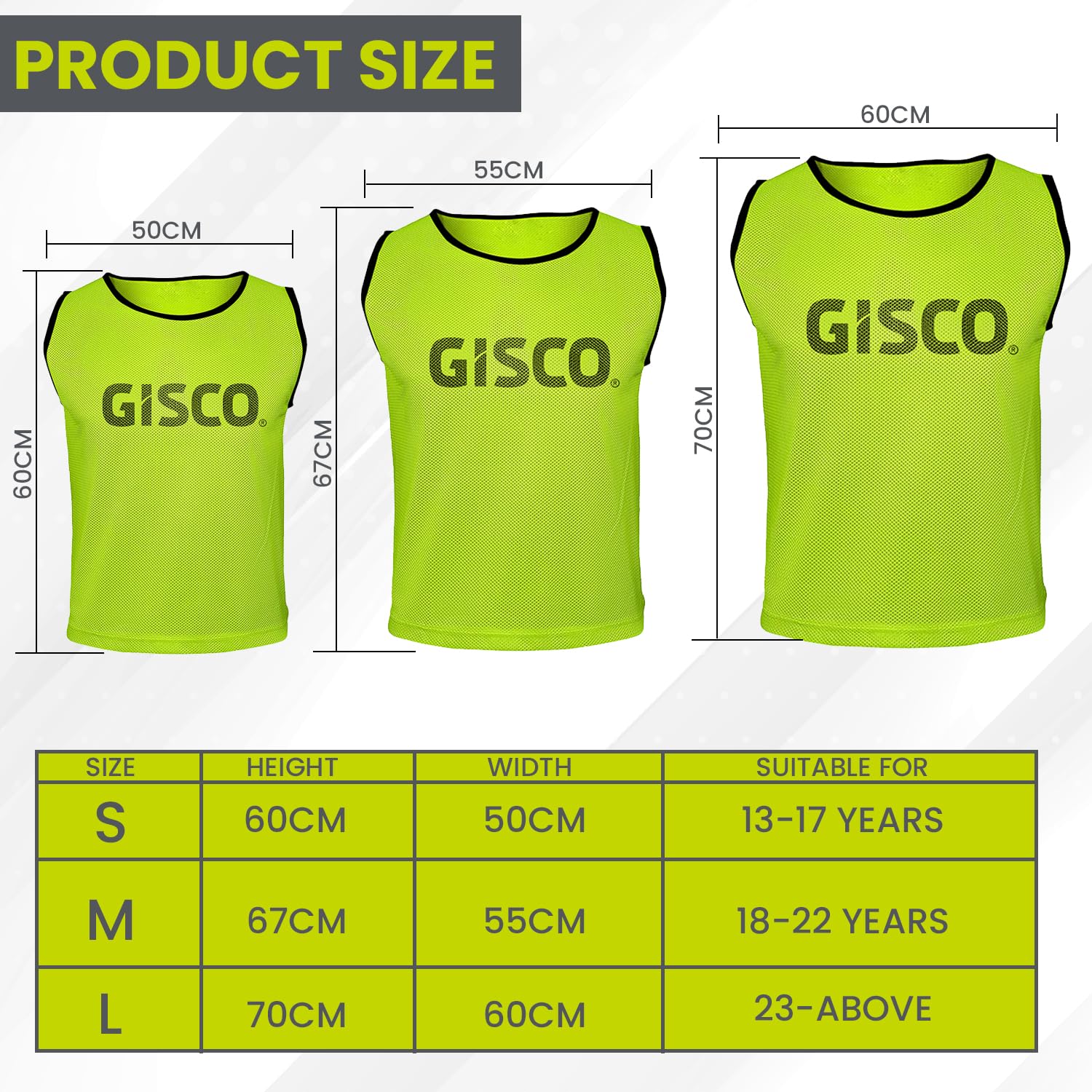 GISCO Sports Training Bibs Training Vest (Set of 6) | Yellow | Size-Small | Quality Mesh Vests for Sports, Training, and Practice Sessions 1