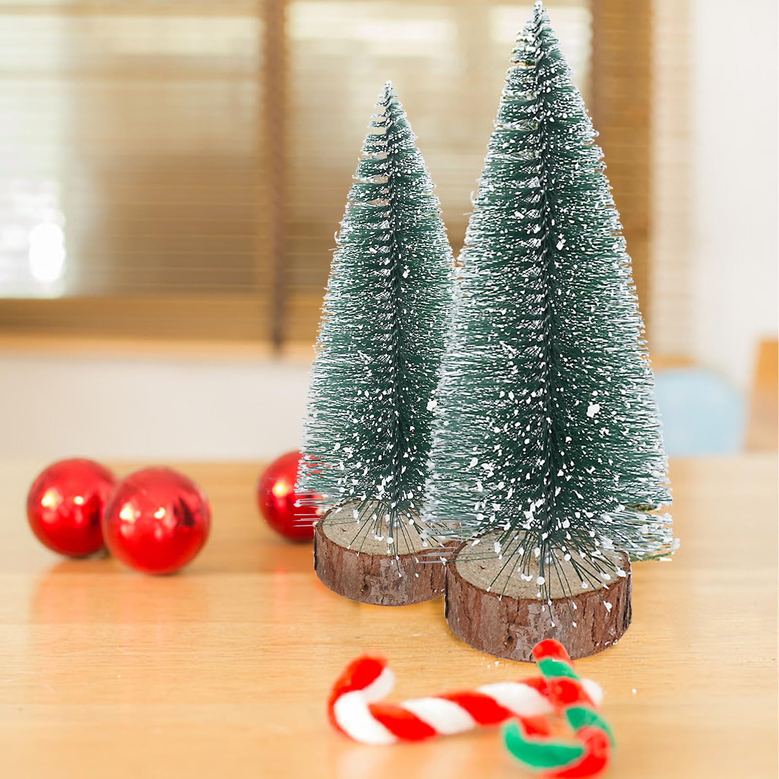 Lot De 9 Mini Sapins De Noël Artificiels Avec Neige - 10, 15 Et 20 Cm - Décoration De Table, Vitrine, DIY - 13