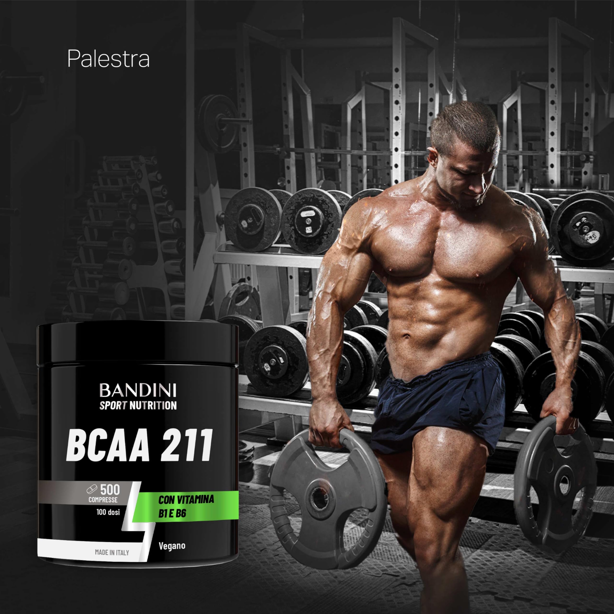 Bandini® AMINOACIDI RAMIFICATI BCAA 211 con Vitamina B1 e B6 | 500 Compresse da 1050mg per il Recupero Muscolare | Amminoacidi 2.1.1 Intra Pre Post Workout | 2:1:1 Per Palestra, Allenamento 100% Vegan