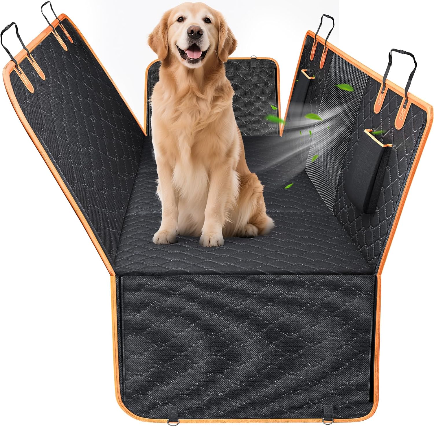 MIXJOY XL Dog Back Seat Extender for Truck, Hard Bottom Dog Car Seat Cover for Back Seat, Waterproof Dogs Backseat Cover for Crew Cab Truck and Large SUV, Waterproof Backseat Dog Hammock for Truck For Full Size Truck / Full Size SUV Black