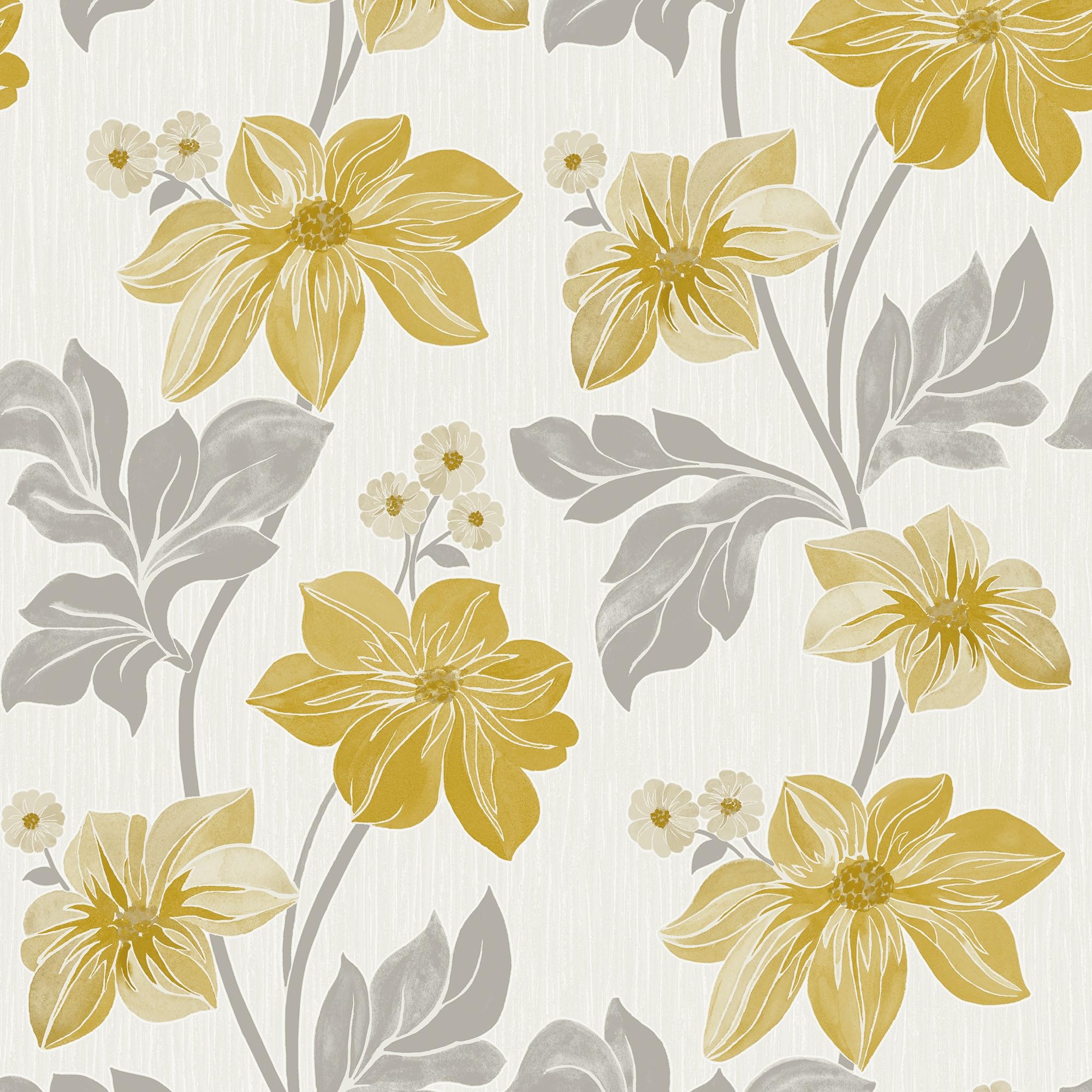 Grandeco Clametis Trail Textured Wallpaper, Yellow