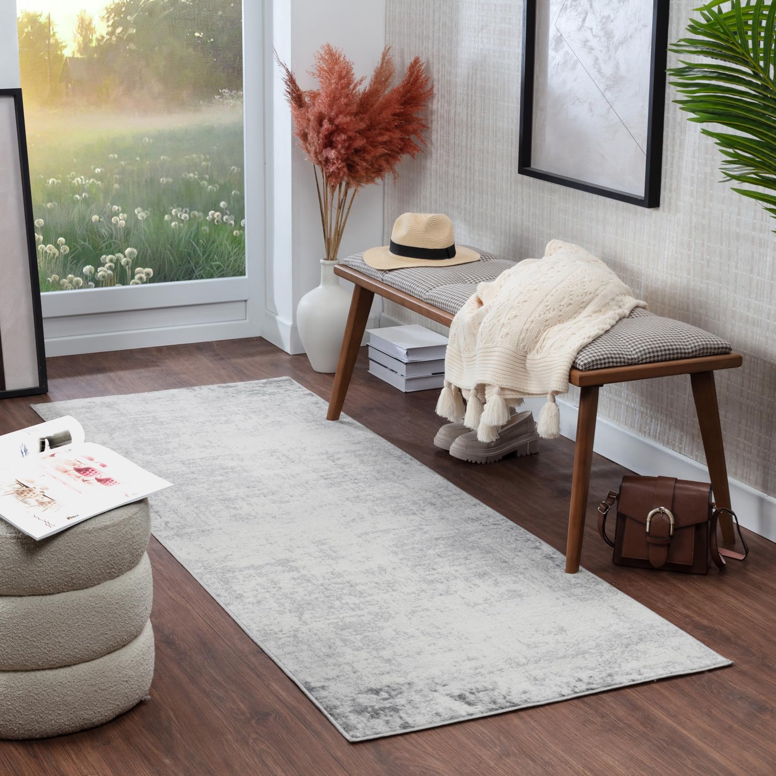 Livabliss ALIX Abstract Modern Marble Runner Rug - 80 x 220 cm - Black Polypropylene - Oeko-Tex Standard 100