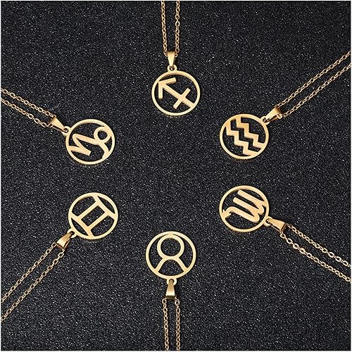Miniatura 4 de Collar de acero inoxidable con forma de estrella del zodiaco con dije de 12 constelaciones collar de cadena dorada para mujer regalo de joyería para