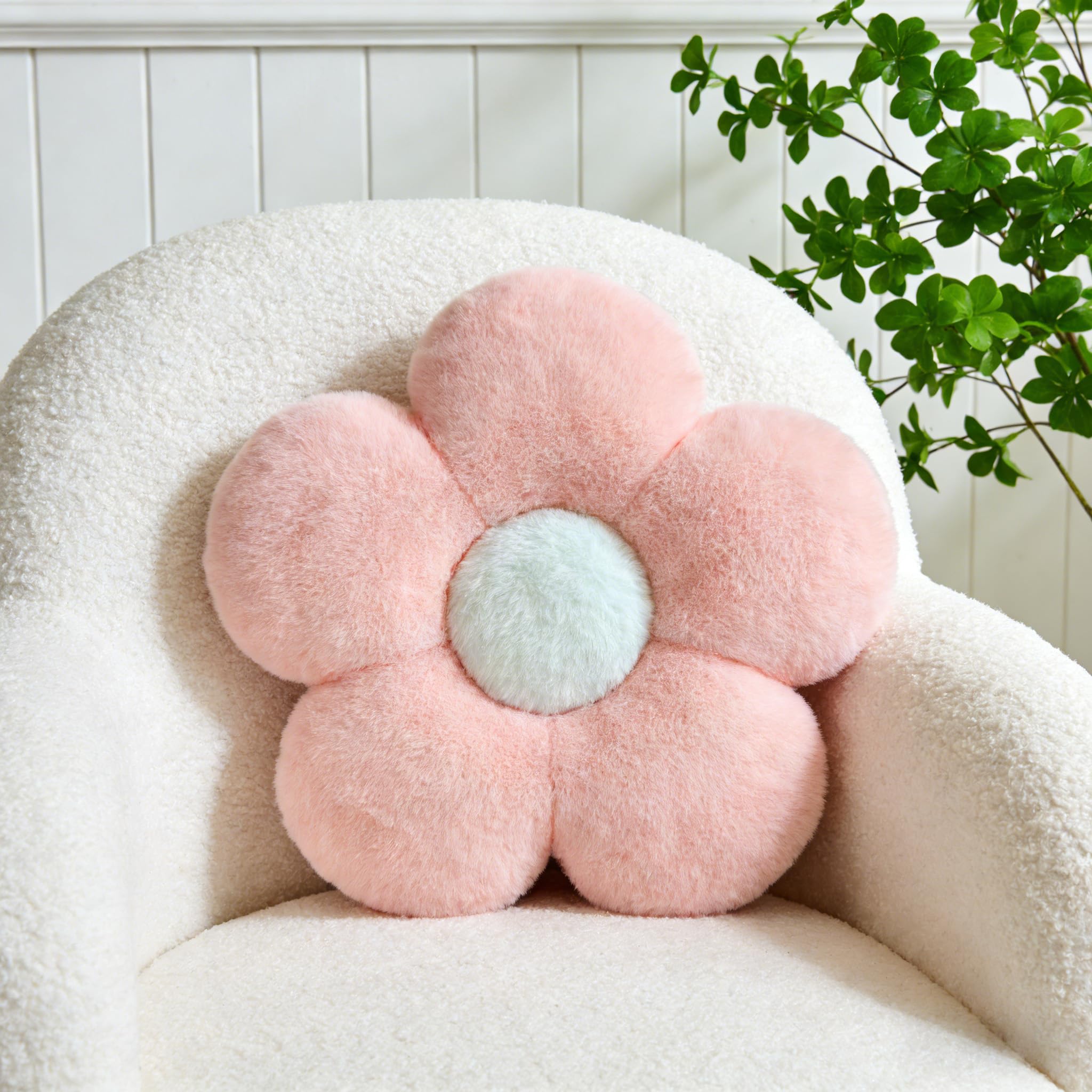 Kcvvcr Flower Pillow, Cute Decorative Flower Shaped Throw Pillow (B-Pink, 14.9 Inch)