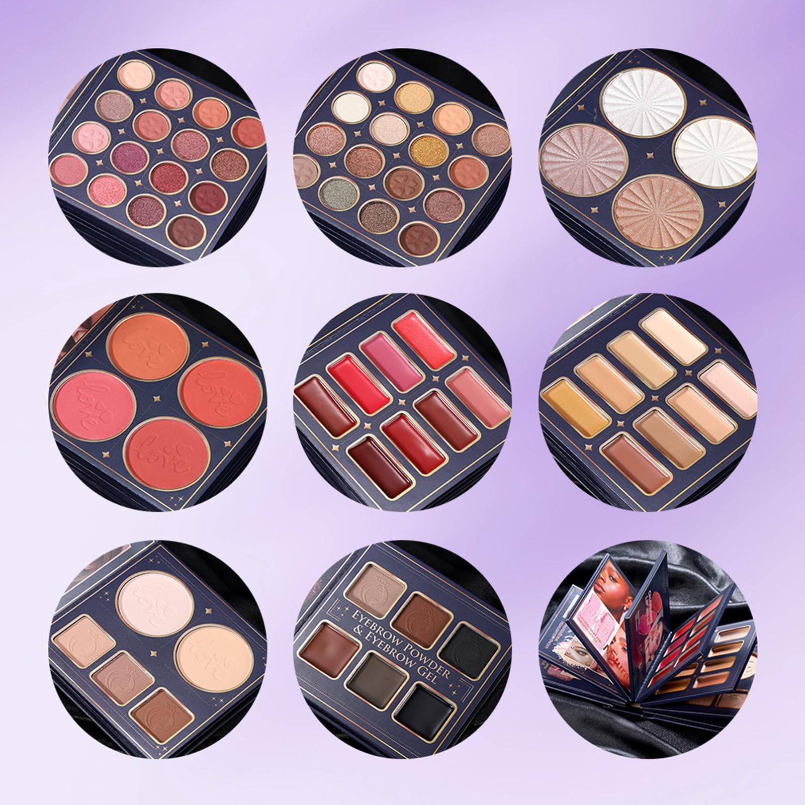 Trucco a Libro Effetto Opaco Lucente Highlighter Contorno | Trucco in Polvere per Blush e Occhi Ideale per Ragazze Donne Compleanno San Capodanno Viaggio Matrimonio