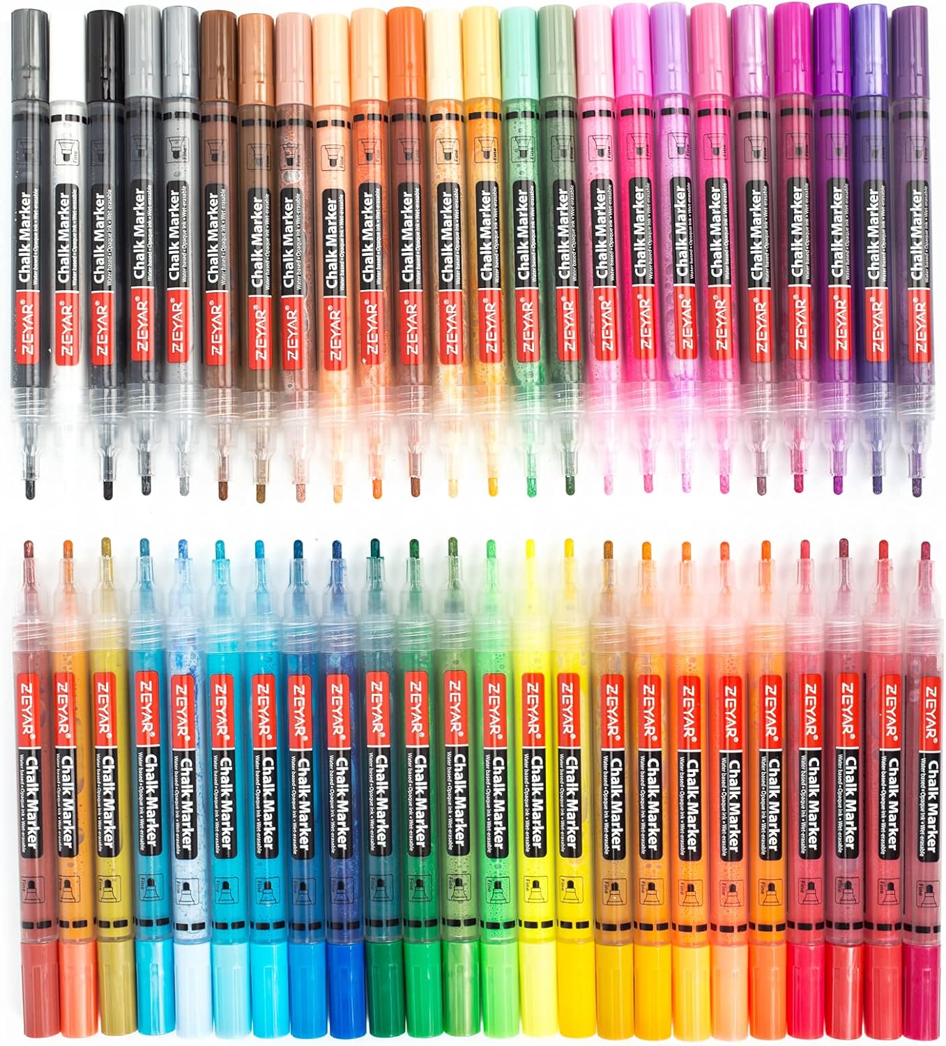 ZEYAR Liquid Chalk Marker, Wet Erase Marker, Water-Based Opaque Ink, Fine Tip for Detailed Drawing, Writes on Nonporous Chalkboards, Bistro Boards, Windows, Plastic and more (48 Full Colors) - Image 4