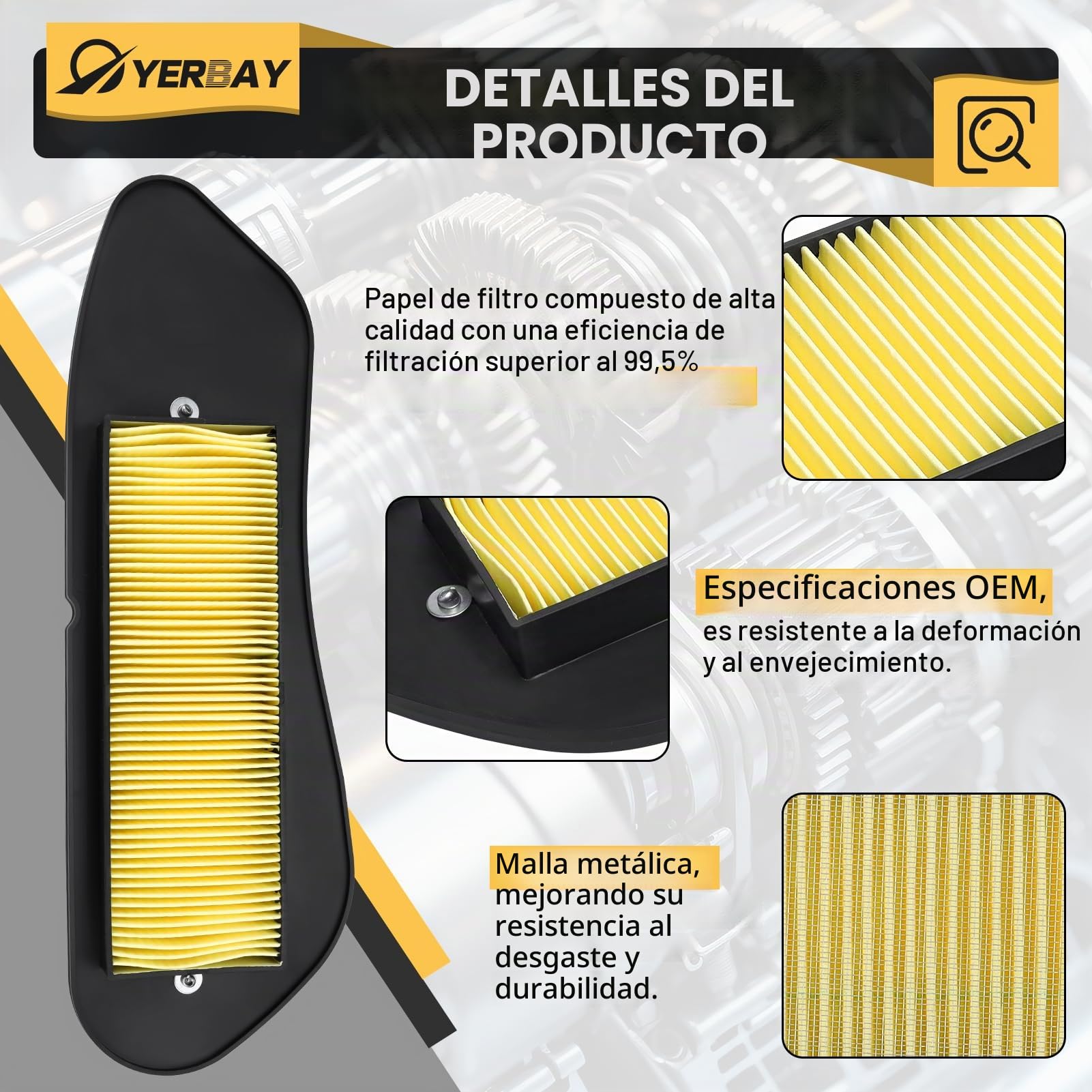 Filtro de aire para Yamaha X-MAX 125 2006-2017 / X-MAX 250 2005-2016/ X-City 125 2008-2012/ X-City 250 2007-2015 para MBK SKYCRUISER 125 2006-2012/ EVOLIS 250 2014-2016