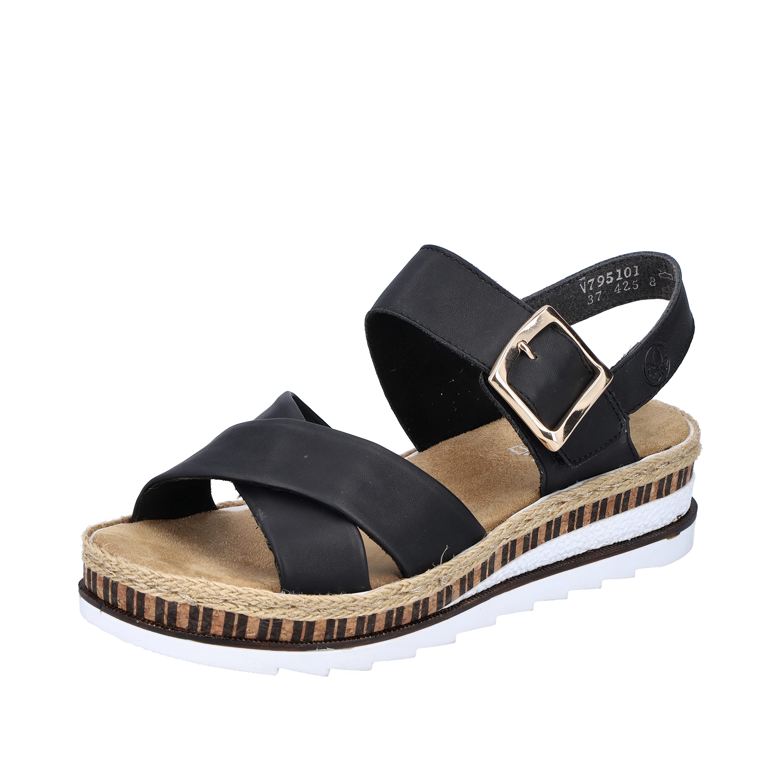 Rieker Women's V7951 Sandals, black, 6.5 UK