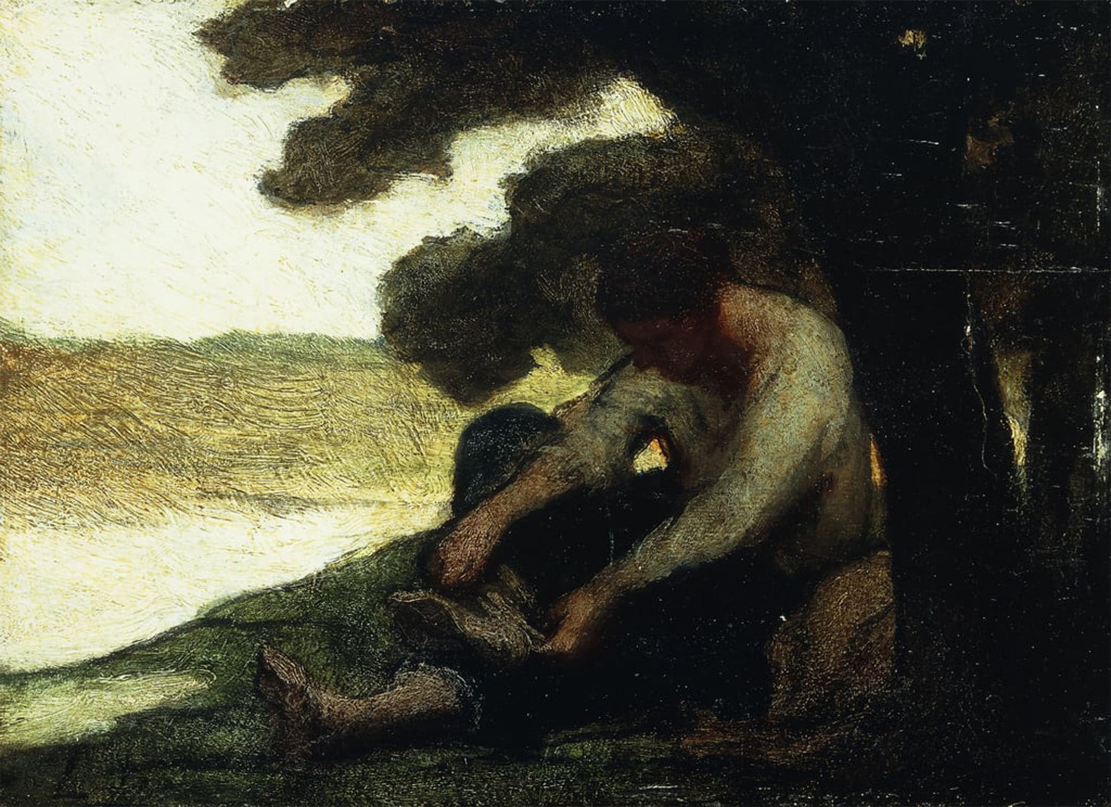 SERENDIPITP Abstract Painting Mural Print Picture Wall Decor Painting After the Swim by Honoré Daumier Vintage Wall Artwork for Home Decor 60x90cm