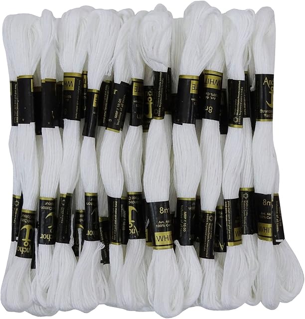 25 x Anchor Stranded Cotton Cross Stitch Hand Embroidery Thread Floss Skeins-White