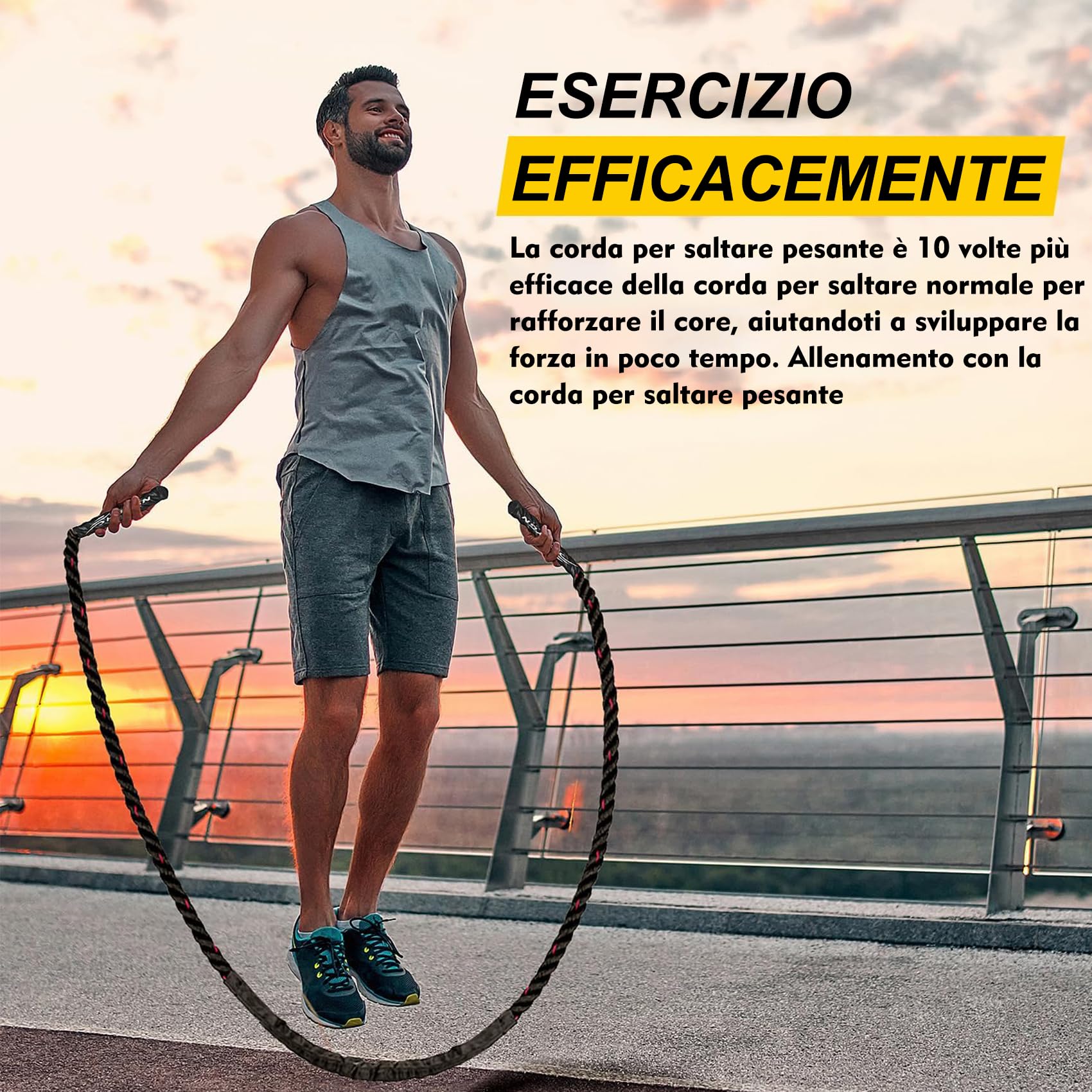 Springseil per Allenamento, 1,3 kg, per Uomini e Donne, Migliorato per Forza e Muscolatura, Allenamento Totale del Corpo