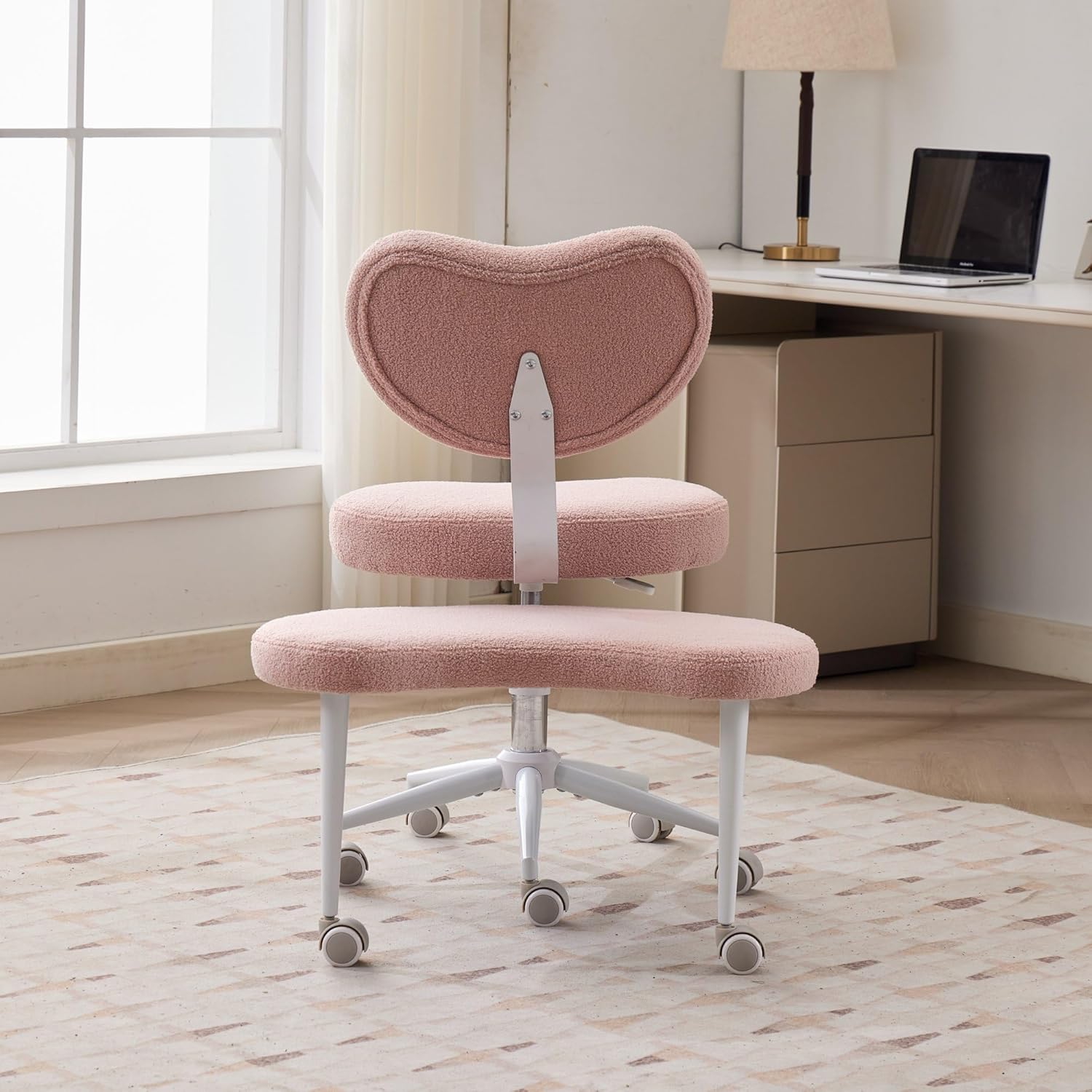 Meditation Chair Plus, Cross Legged Chair with Wheels, ADHD Chair, Criss Cross Desk Chair with Lumbar Support and Adjustable Stool, Flexible Design for Fidgety Sitters, Pink