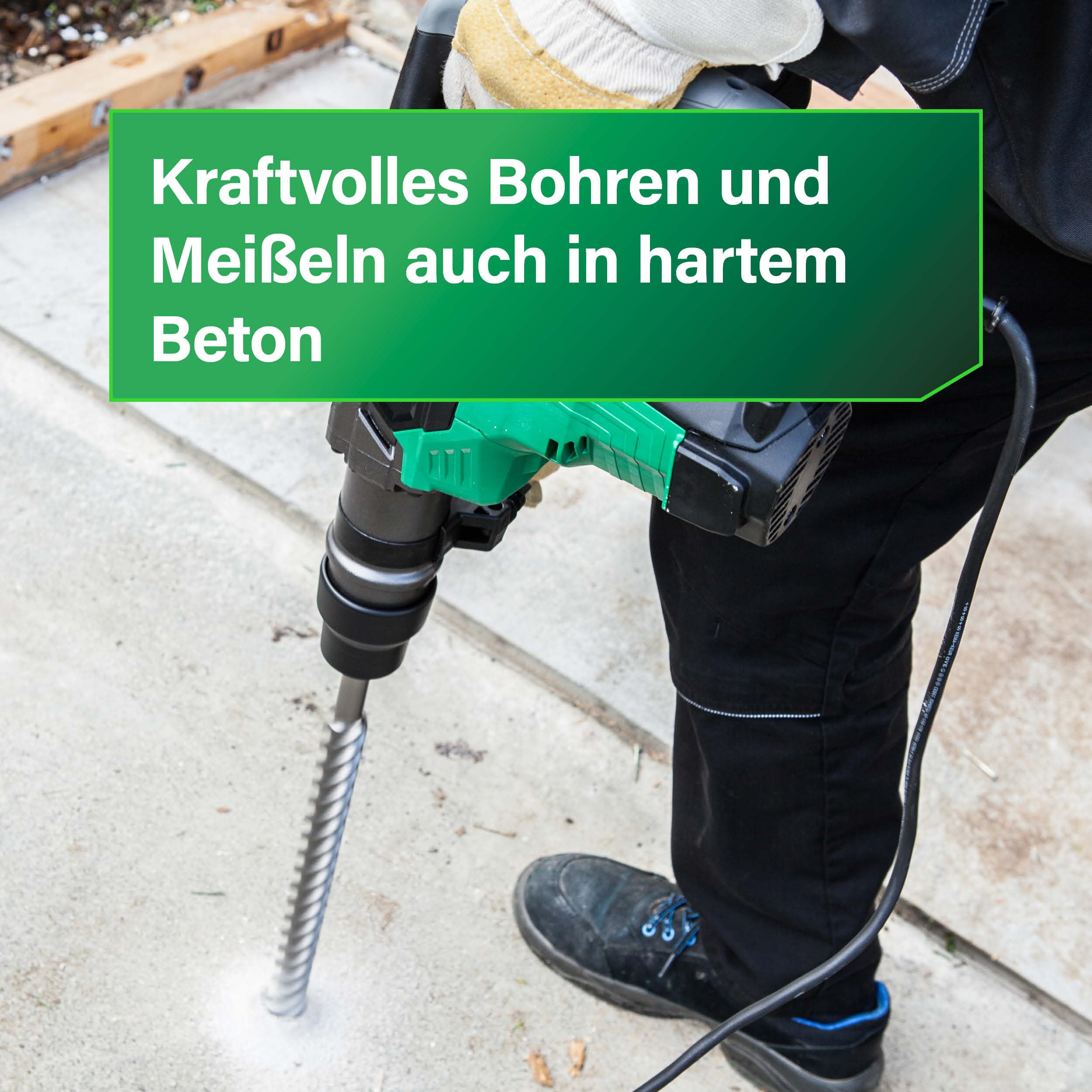 HiKOKI Bohr- und Meißelhammer SDS-Max - 1100 W, 7,1 J Schlagenergie, 40 mm Bohrdurchmesser, 2800/min Schlagrate - Vibrationsarm, ergonomischer Griff - Inkl. Koffer - Betonbohren und Abbrucharbeiten