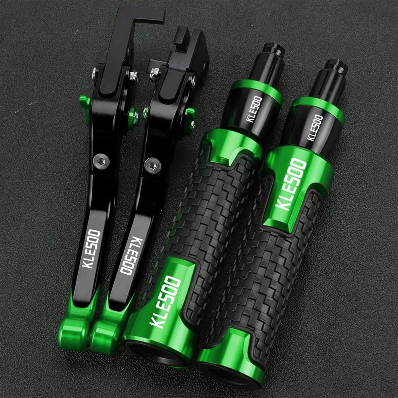 Leviers pliables et guidon extensible vert pour rénovation de Kawasaki KLE500