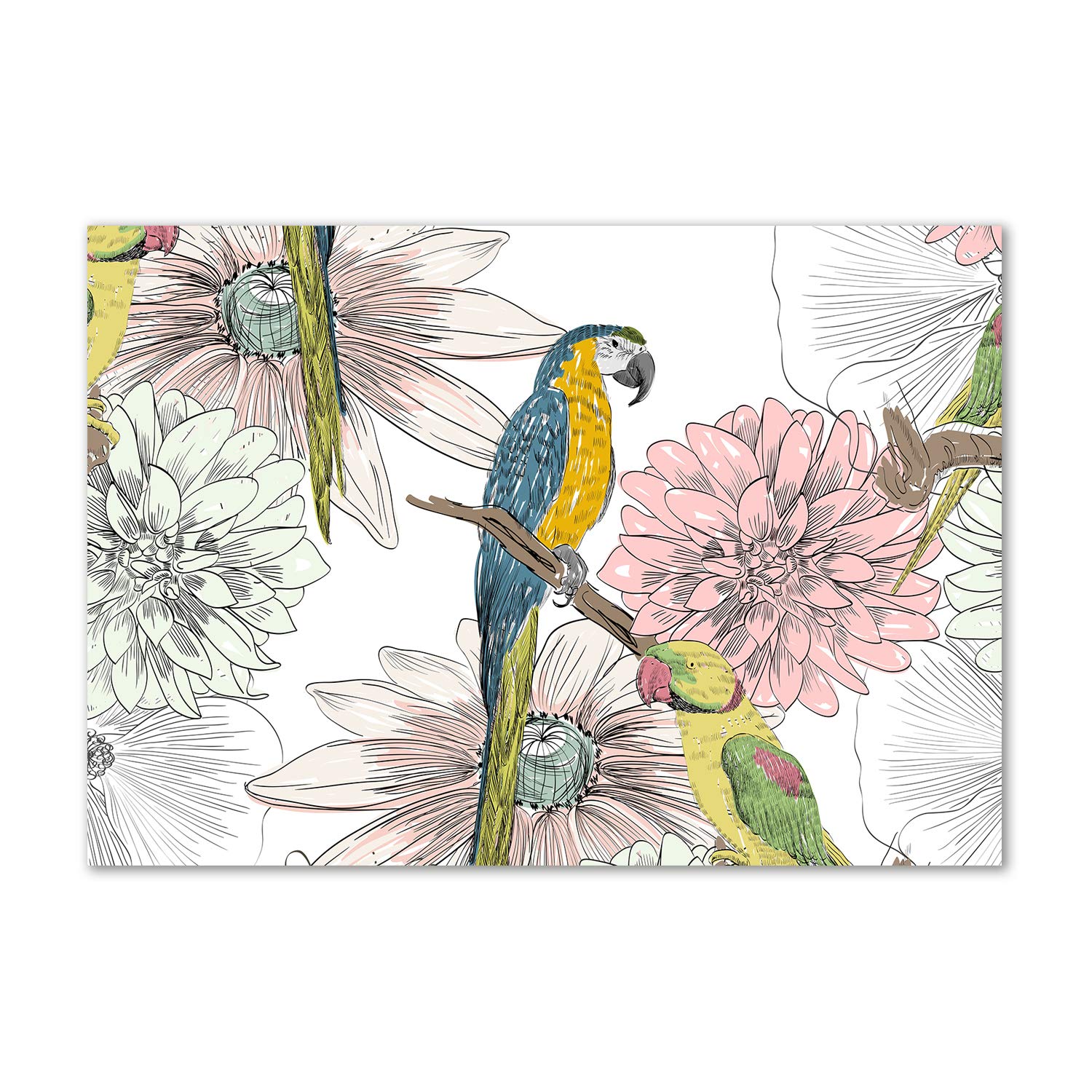 Tableau plexiglas perroquets pour sublimer un mur vide sans cadre lourd