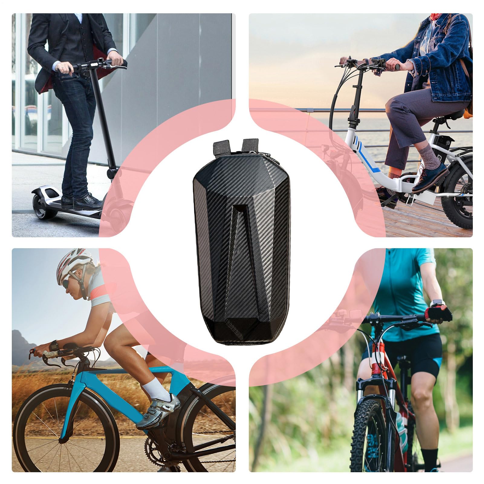 Generico Zaino Bici Capacità 4 Litri 13x31cm Borsa Frontale Rigida Antipioggia borsa manubrio scooter elettrico impermeabile Per E-Bike Ciclismo Trekking e Viaggi Per Lavoro Sport Libero