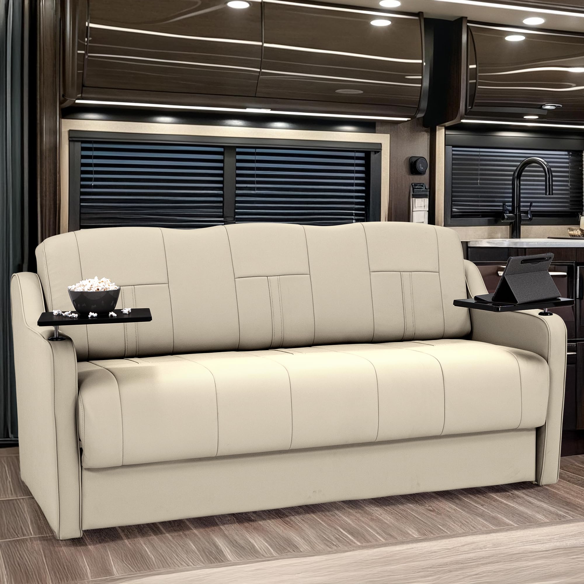 Qualitex Ethos DX RV Sofa Bed, 78" Wide, Ultimate Leather, Bisque