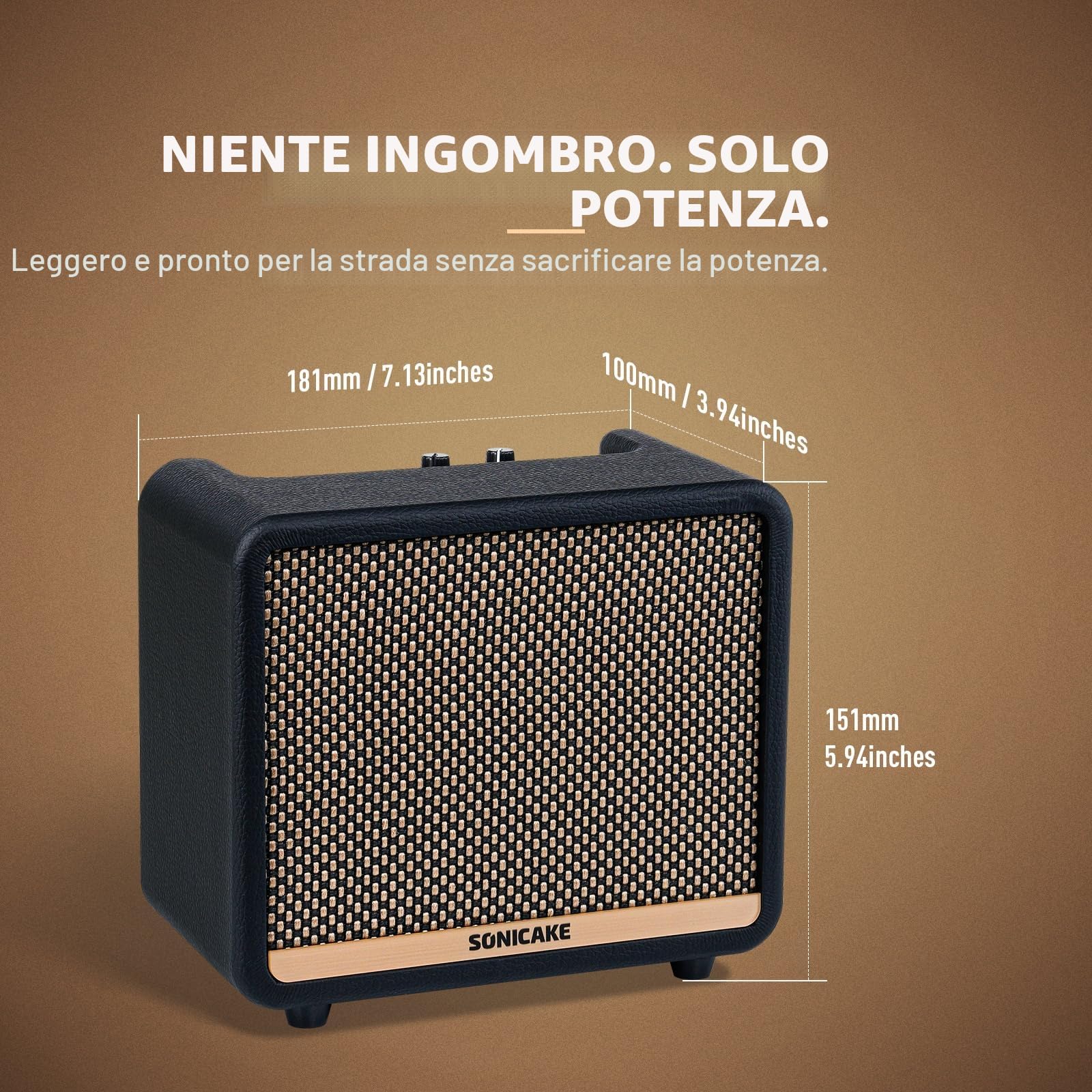 SONICAKE QAM-20 AMPCUBE Amplificatore per chitarra multi-effetto digitale 10W Dual-Mode 100 preset 99 Drummer