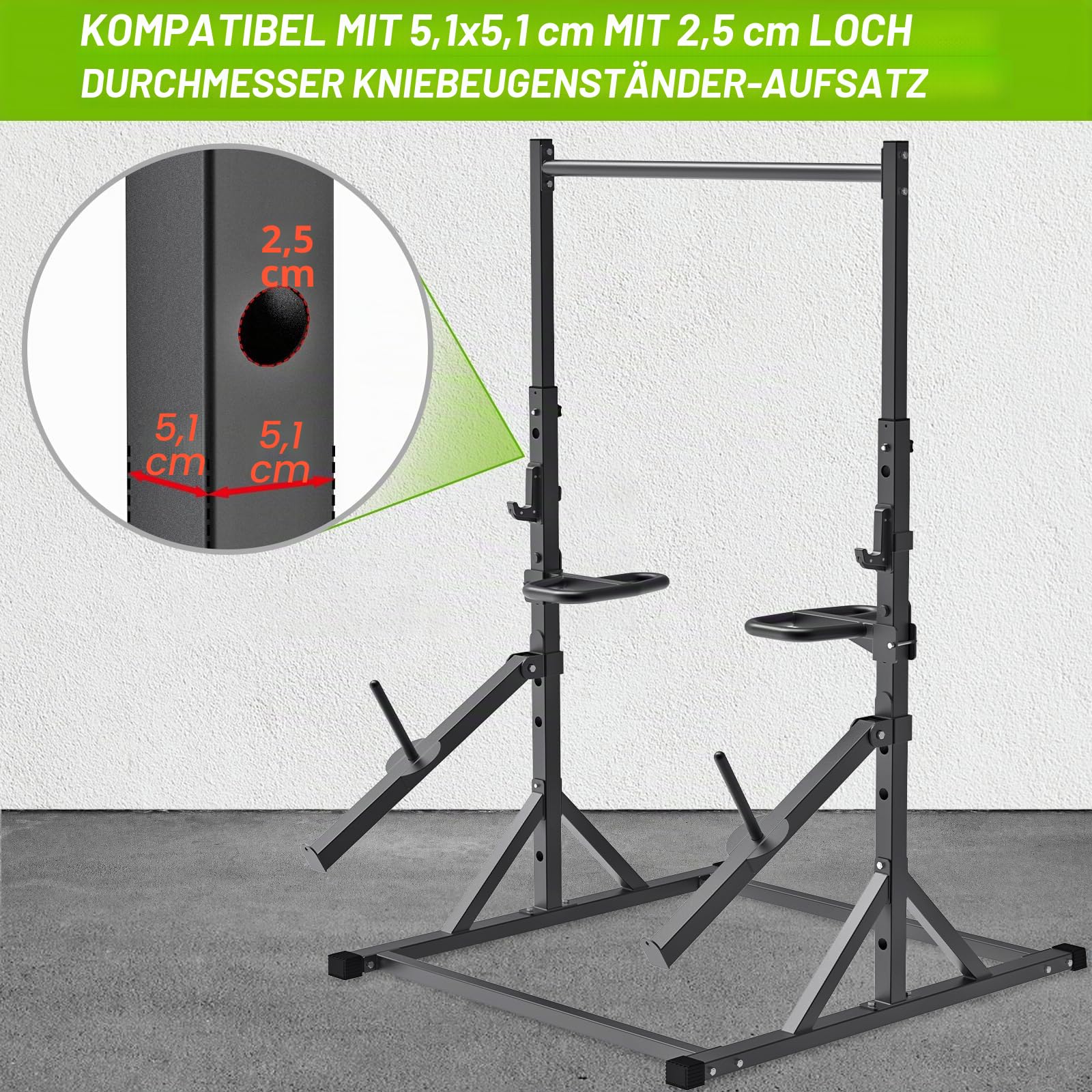 SELEWARE klimmzugstange Freistehend Power Tower - mit Dip Station Power Rack Verstellbare Kraftturm für 2" x 2" und 1" Loch Home Gym Dip Stange 226.8 KG Kapazität
