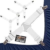 Vista 8 de GORILLA GRIP Sujetadores de Sábanas con Patente Pendiente, Sujetadores Elásticos Ajustables con Clips de Metal, Correas de Ropa de Cama Ajustada que