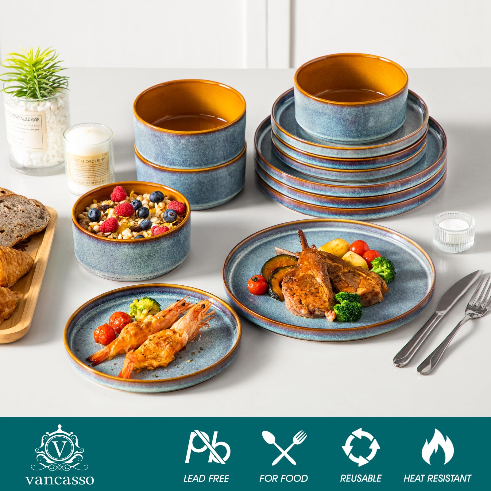 Vancasso Onion Dinnerware Set - 12 Piece Stoneware -3