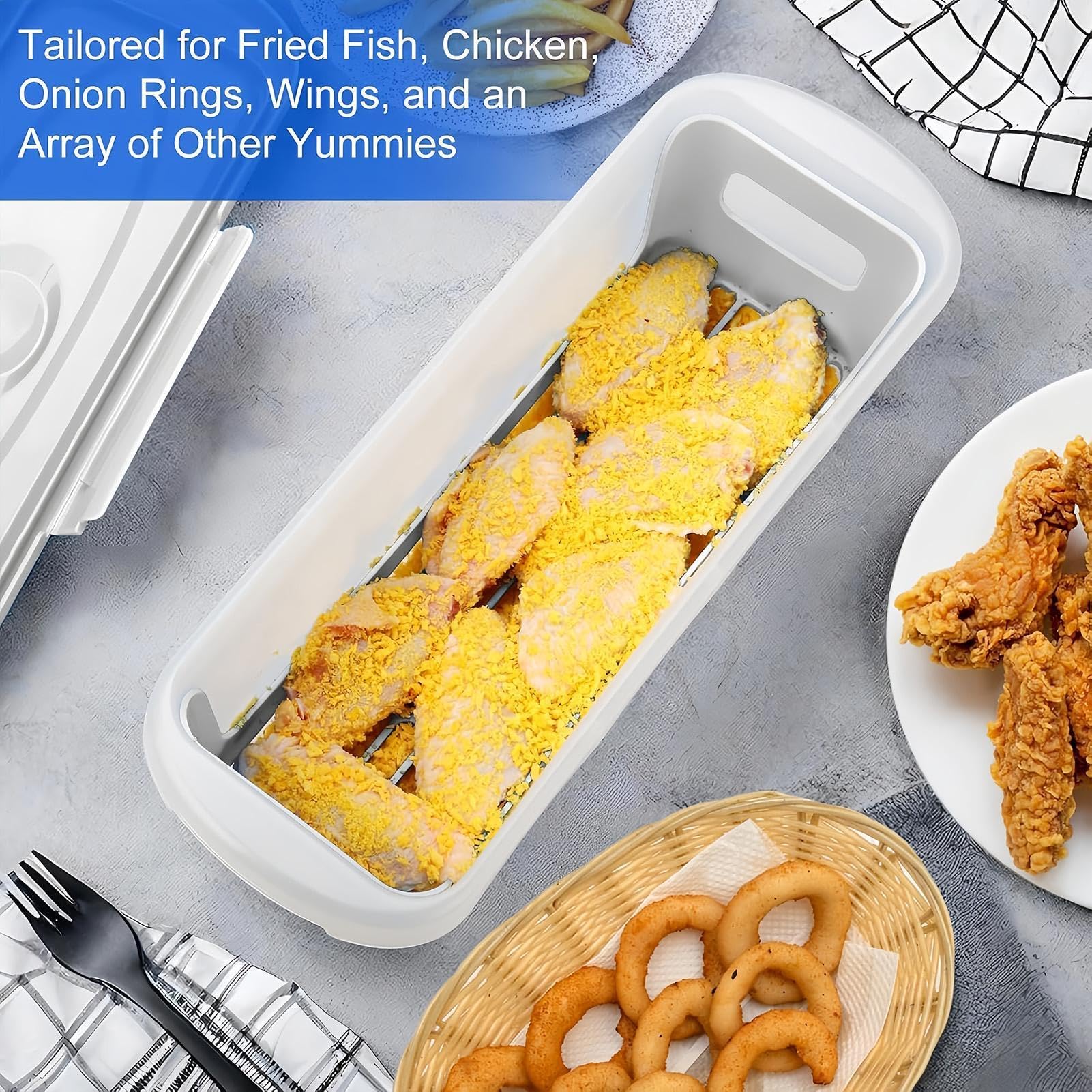 Agitador Para Rebozar El Pescado Gadget De Cocina Multifuncional Con | Estación Rebozado para Pollo para Aros de y Verduras en la Cocina, el Comedor, los Hogares y Restaurante