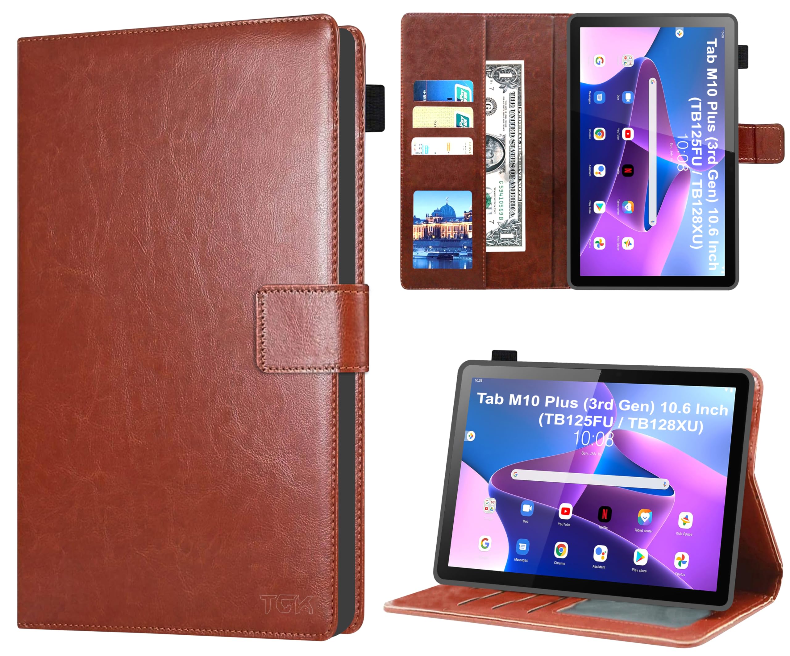 TGK Multi Protective Wallet Leather Flip Stand Case Cover for Lenovo Tab M10 Plus 3rd Gen 10.6 Inch TB125FU TB128XU Brown (B0BJBLJ62X) Amazon Price History, Amazon Price Tracker
