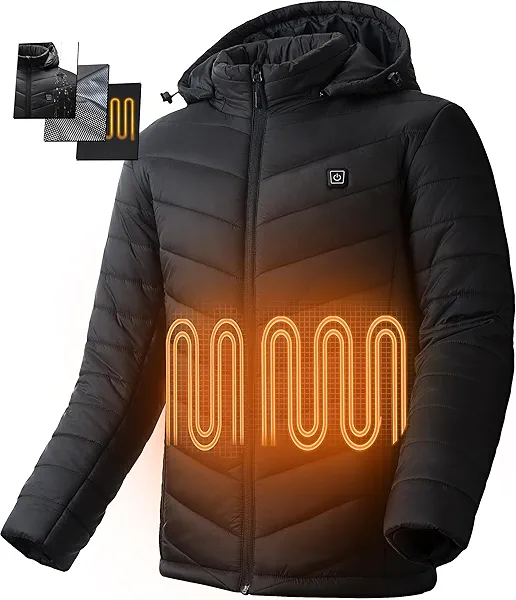 YHQ Heated Jacket with 12V 20000mAh Battery Pack, Heated Jackets for Men Ideal for Winter Cycling, Skiing, Camping, Fishing