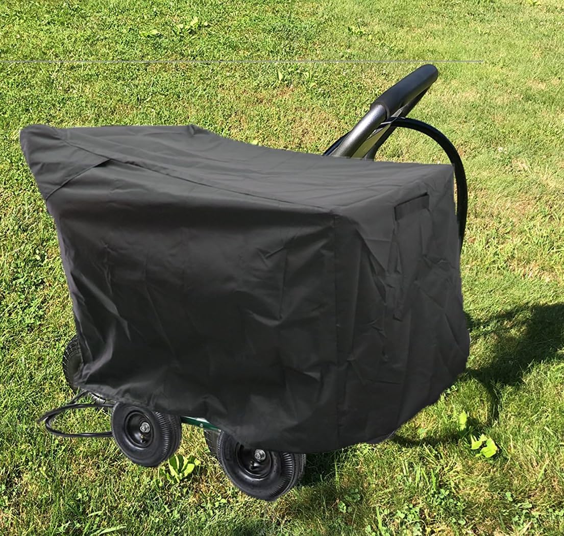 J&C Hose Cord Reel Cart Cover 420D Hose Reel Cart Cover Waterproof Garden Hose Reels Protection for Outdoor Stand Hose Cord Reel (black, 28x28x29in)