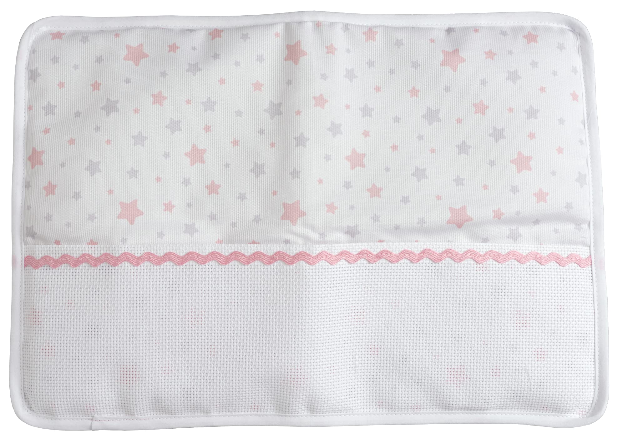 Filet - Protège Carnet de Santé à Broder, Motifs Étoilés, Bande Aïda À Personnaliser - Prénom, Motifs, Date de Naissance, Idée Cadeau de Naissance, Fabriqué en Italie, Rose