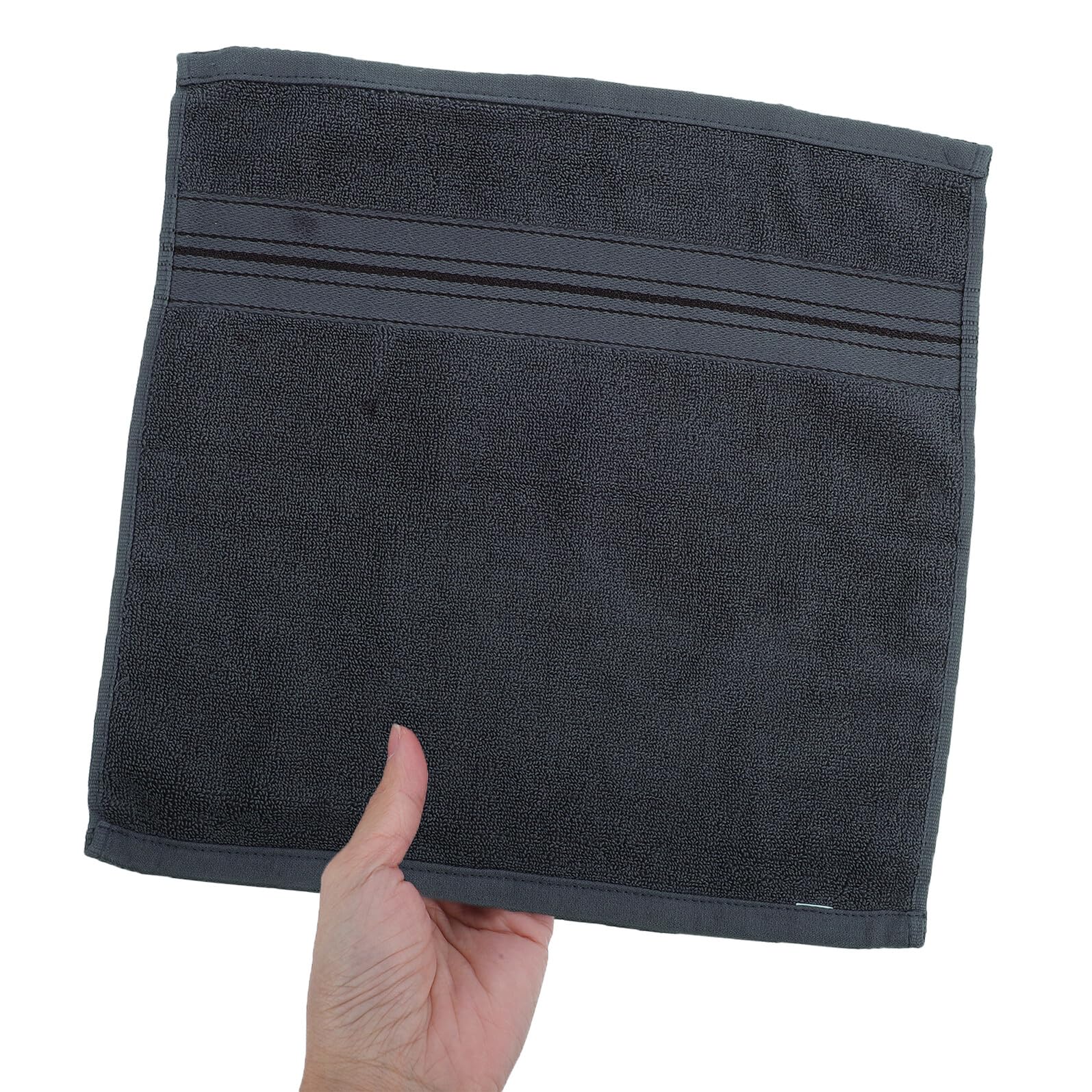 12 Piezas Toallas Faciales Algodón Absorbentes para Baño y SPA Toallas Mano Multifunción para Cocina Gimnasio Oficina Color Gris Oscuro Fáciles de Limpiar