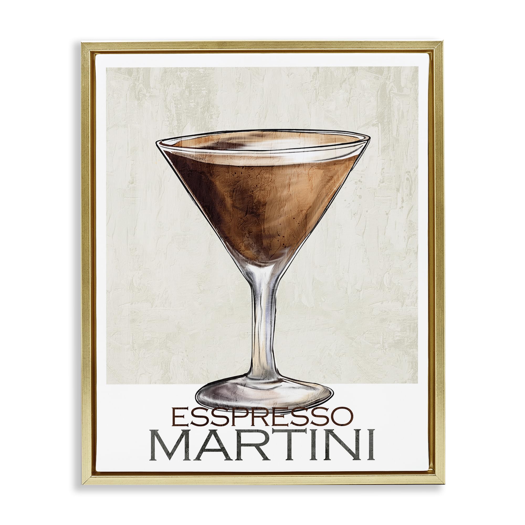 Stupell Industries Metallic Gold (Matte) Sophisticated Espresso Martini, 24 X 30 Inch Canvas In Floater Frame
