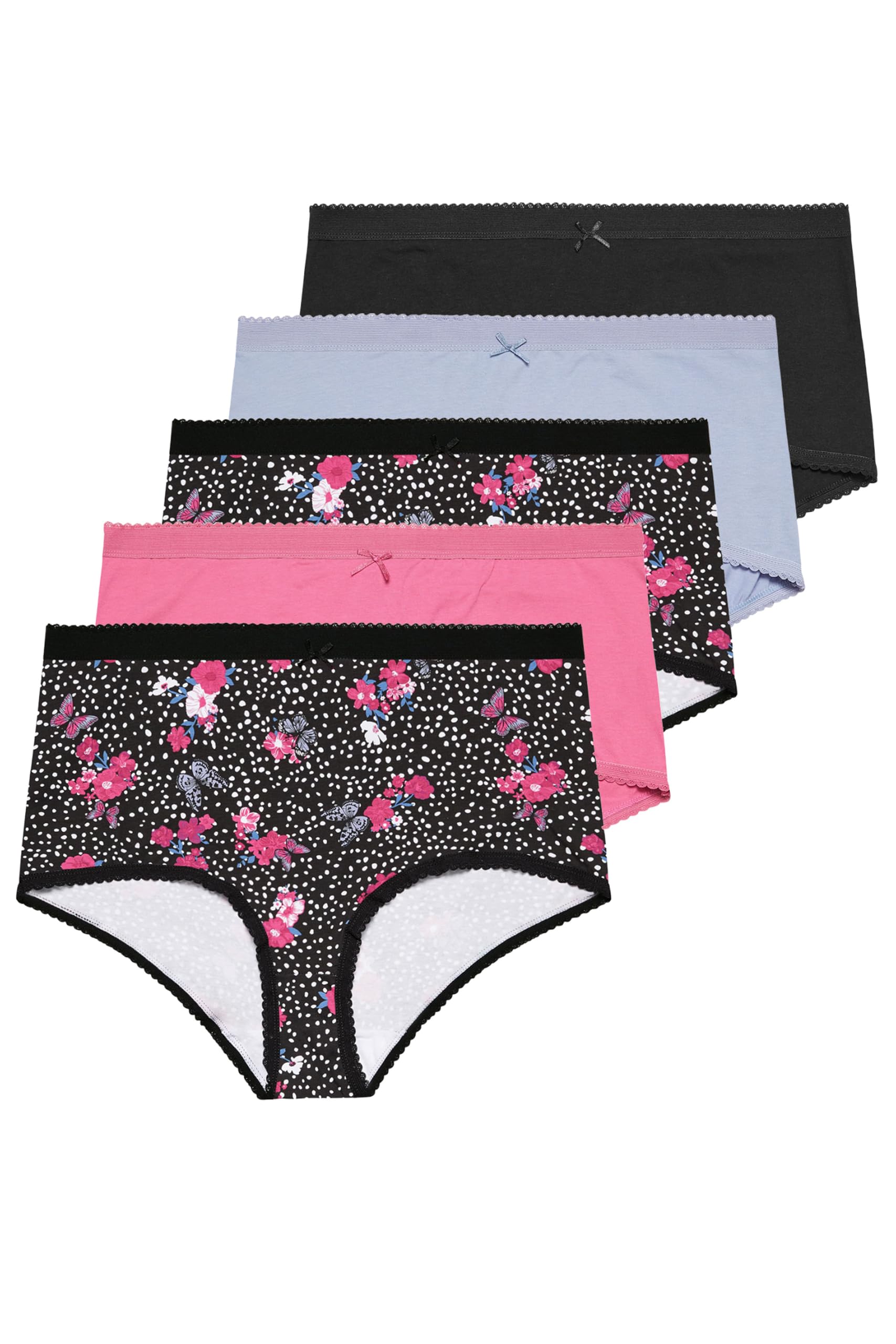 Yourset Curve 5 Pack Butterfly Full Briefs - Women's - Plus Size Curve Black