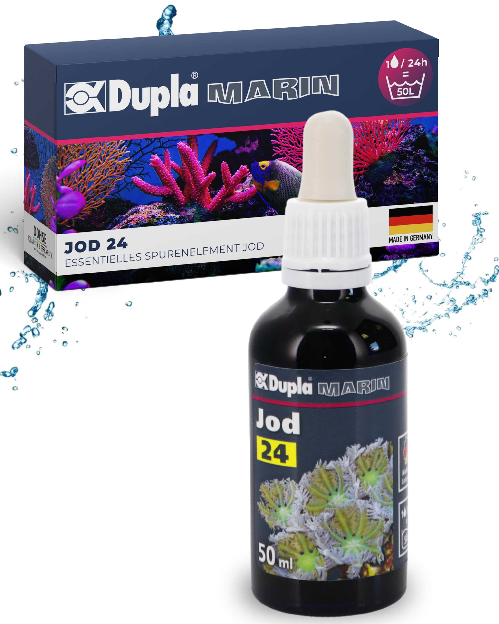 Dupla Marin Jod 24 I 50 ml I essentielles Spurenelement für Meerwasseraquarien I Wasserzusatz für die Korallenzucht I Liquid zur Nährstoffversorgung von Korallen, Krebstieren, Algen und Fischen