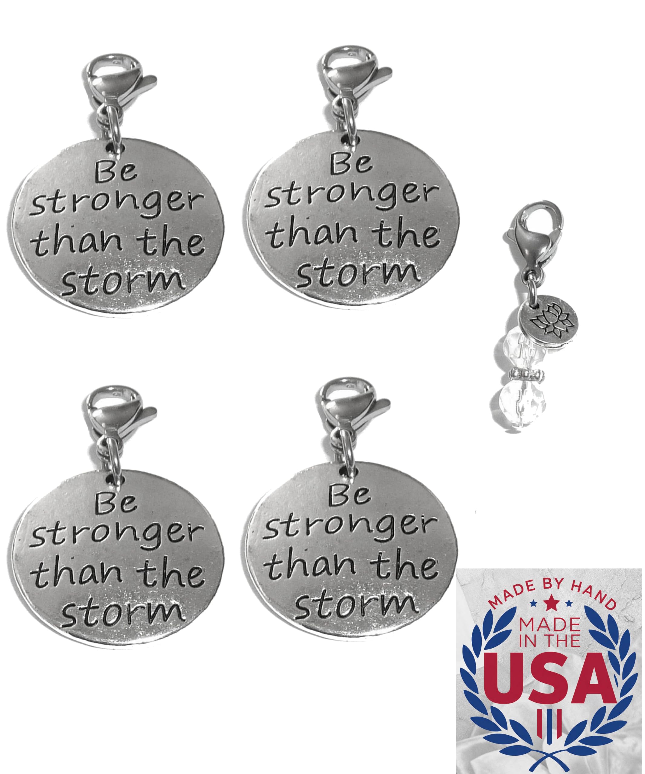 Hidden Hollow Beads 4 Clip On Charms for Purse, Handbag, Keychain, Zipper Pull, Backpack, Jewelry Accessory, USA