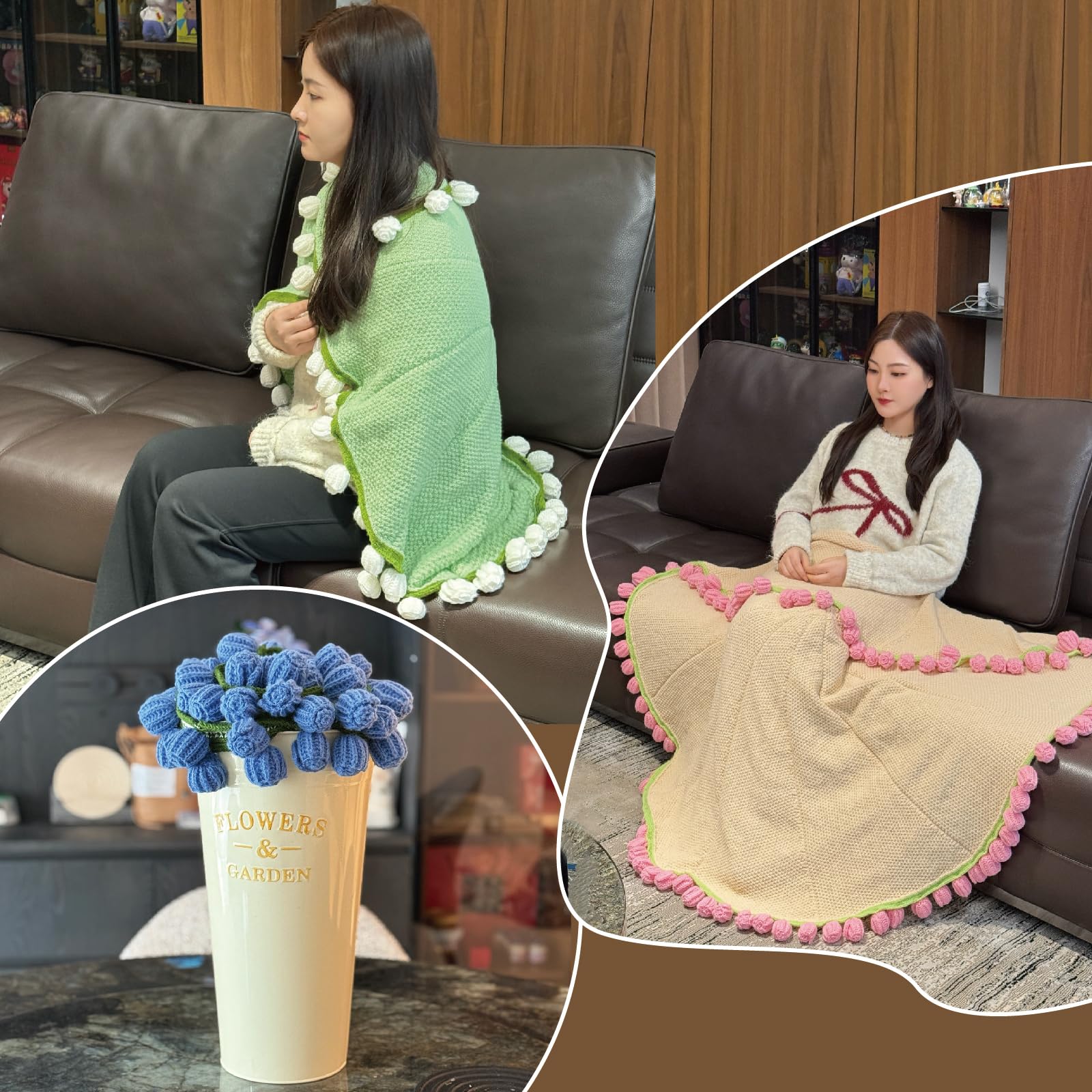 Amazon｜SoffMoiis ブルーローズフラワーブーケブランケット