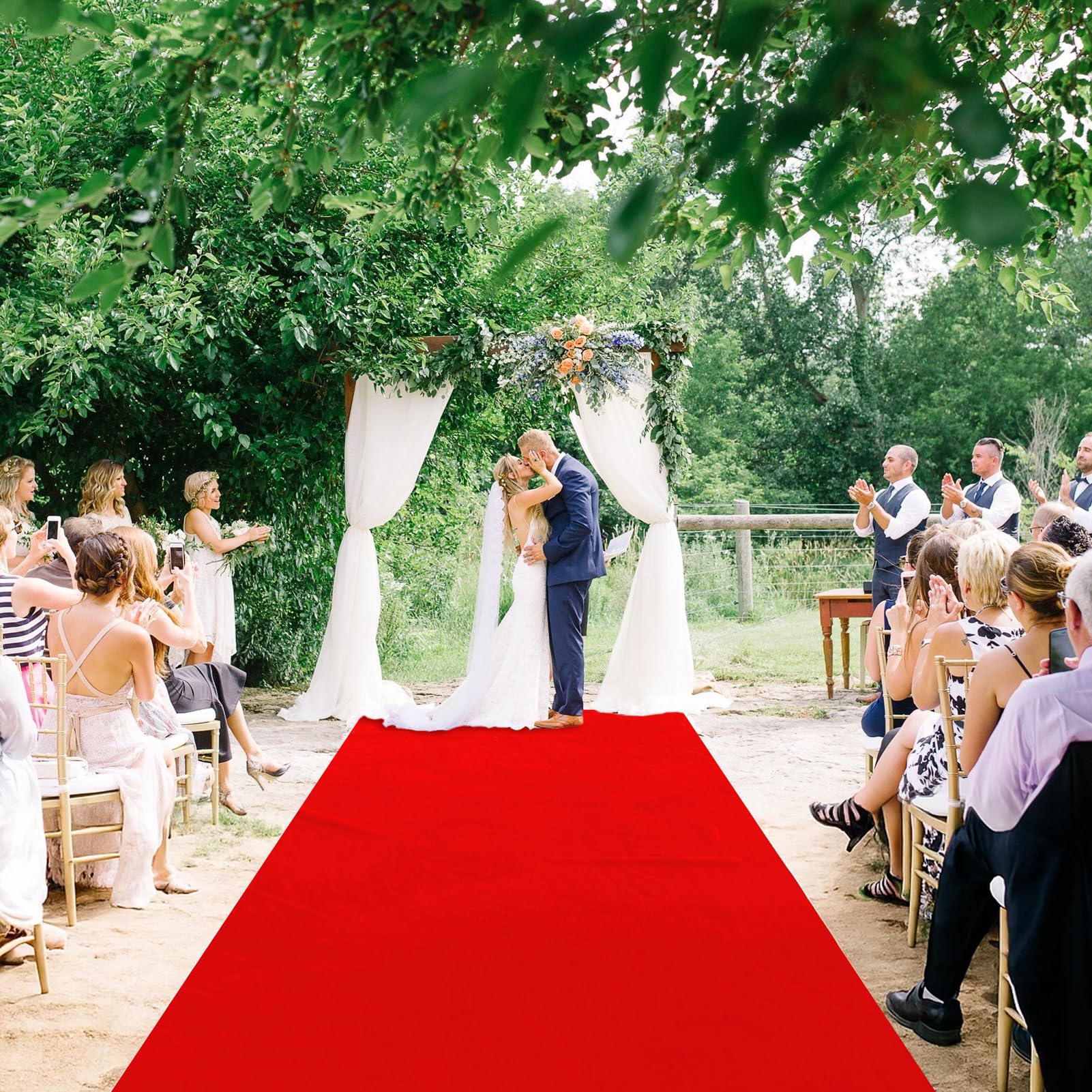 SK Studio Tapis de Passage Épaisseur 1 Bande pour Mariage Noël Thanksgiving Plein Air Fête Mariage Rouge 1 x 3 m