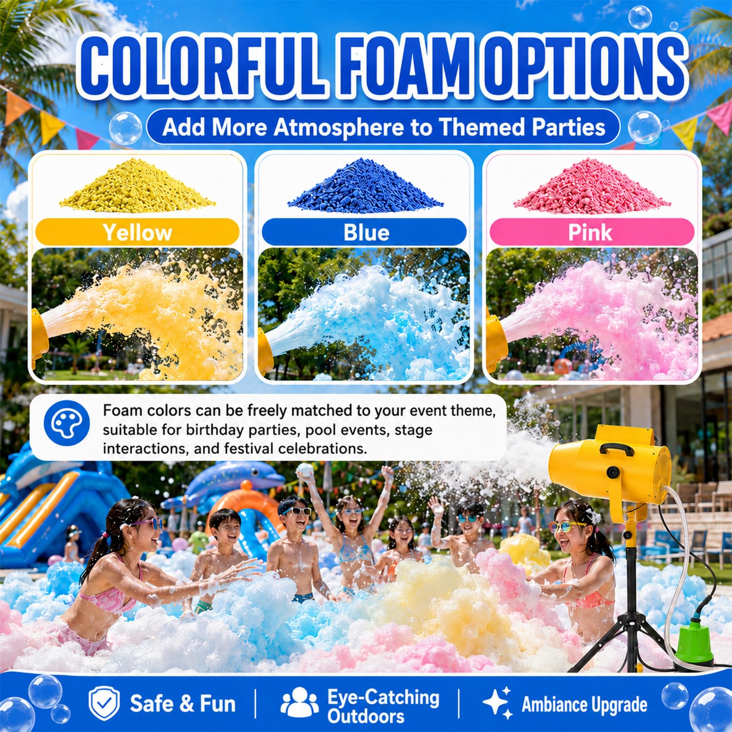 Schaummaschine, Party Schaumkanone, 6–10 M Sprühweite, 80 M² Abdeckfläche, Mit Ausziehbarem Ständer, Für Hinterhof-Poolpartys, Sommerlager-Partys Und Geburtstagsfeiern