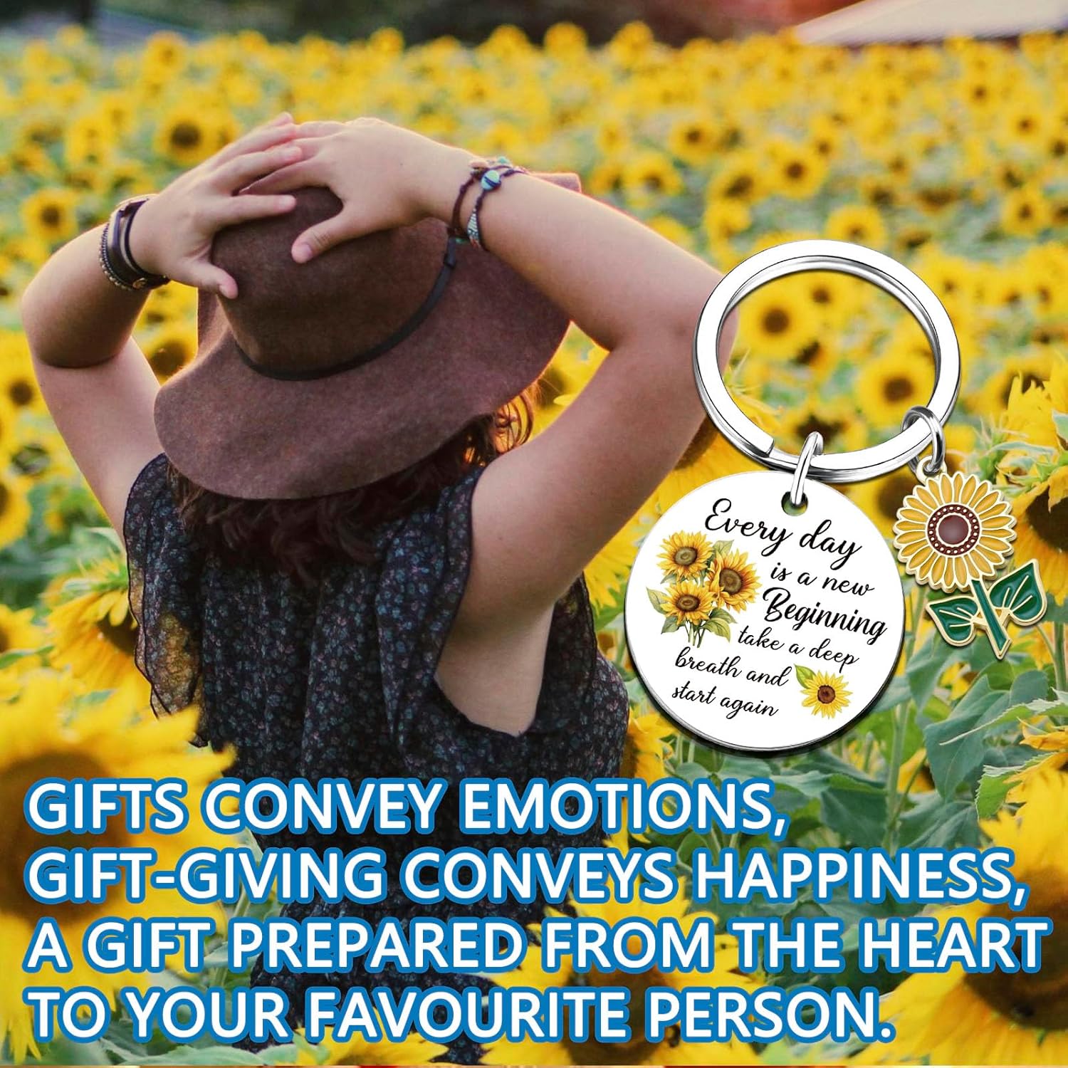 Sunflower Gifts Sunflower Keychain Unique Christmas Gifts for Women Best Friend Keychain Sunflowers Gift Basket for Women Christmas Birthday Gift for Woman Friends - Image 7