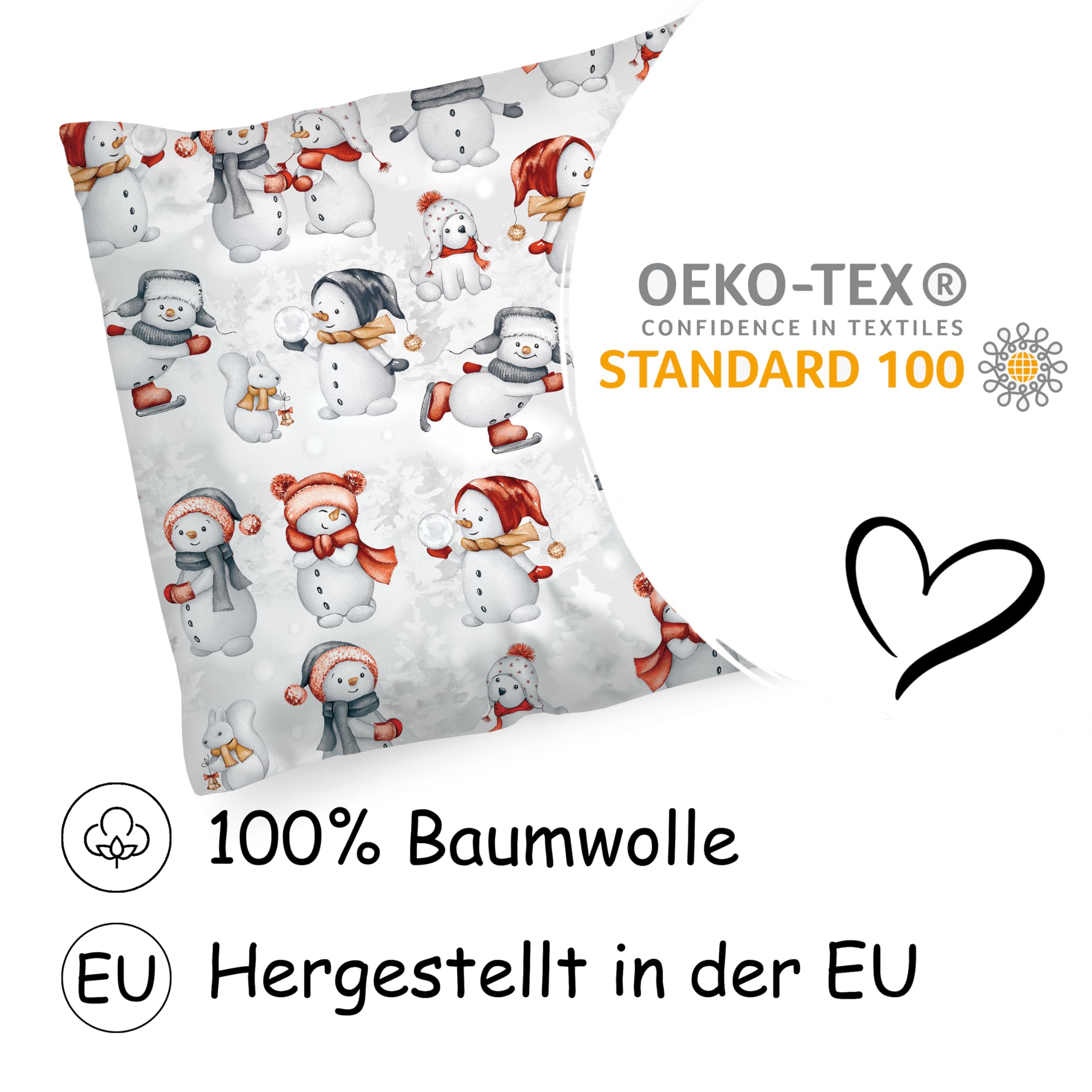 PinkZebra poszewka na poduszkę świąteczna 35x40 cm 100% bawełna Öko-Tex Standard 100 zamek błyskawiczny