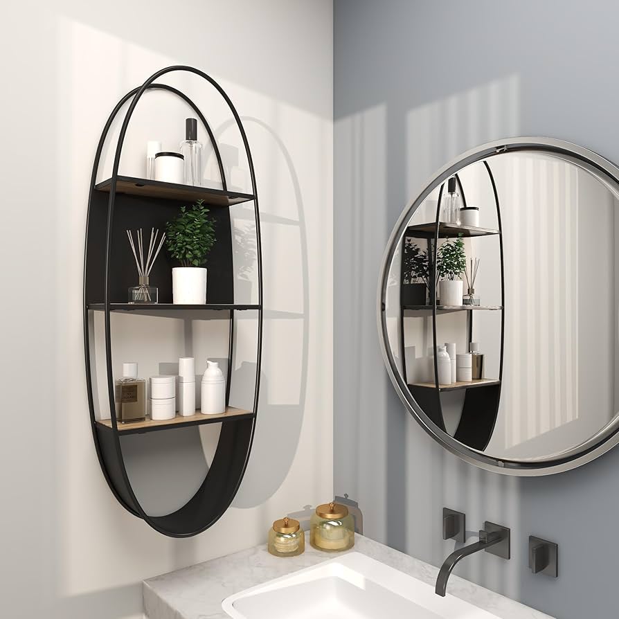 Amazon.com: Deco 79 Metal Oval 2 Shelves Wall Shelf, 16