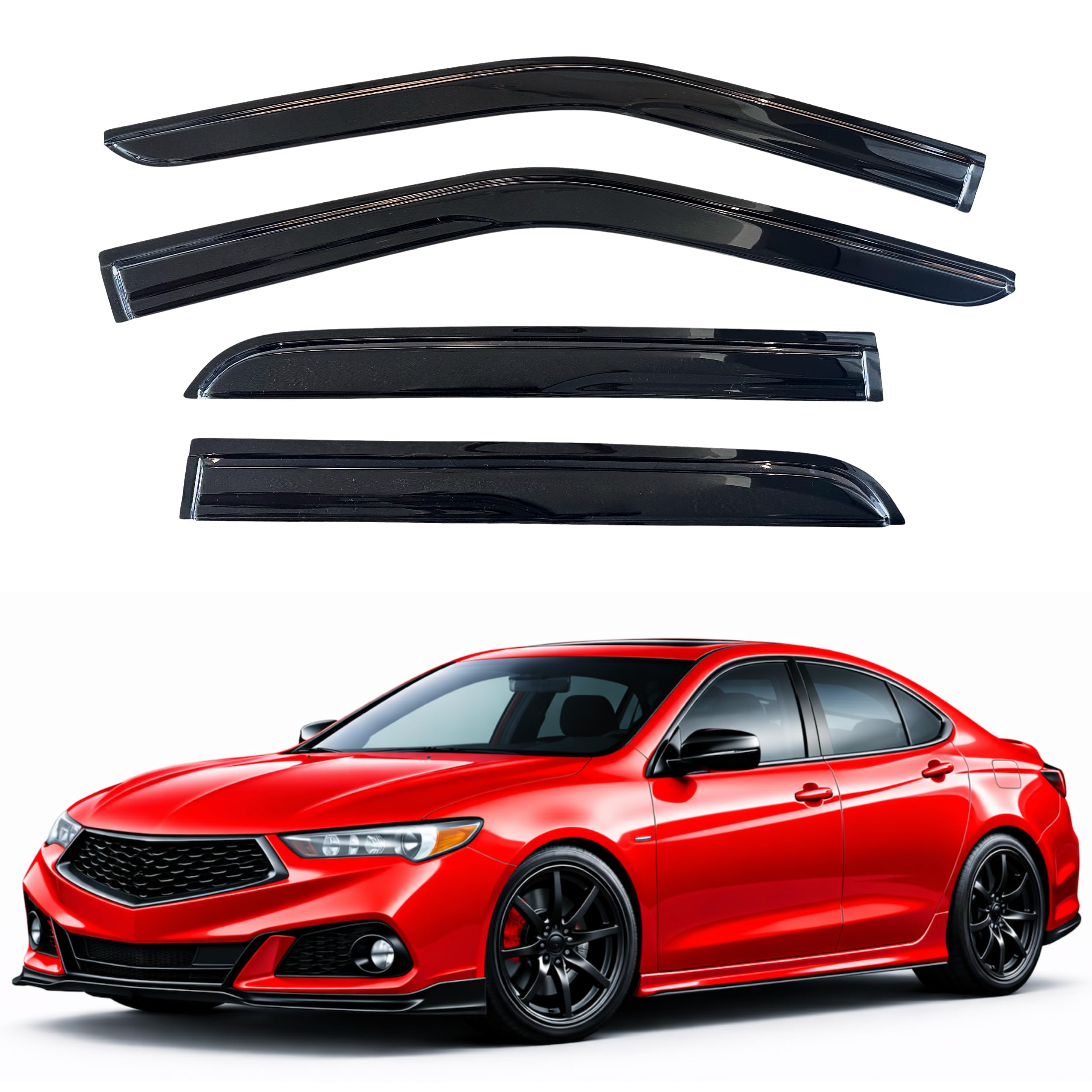KPY Rain Guards Fit for 2015-2020 Acura TLX, Out-Channel Window Visors Vent Wind Deflectors 4PC, Car Accessories for 15-20 Acura TLX