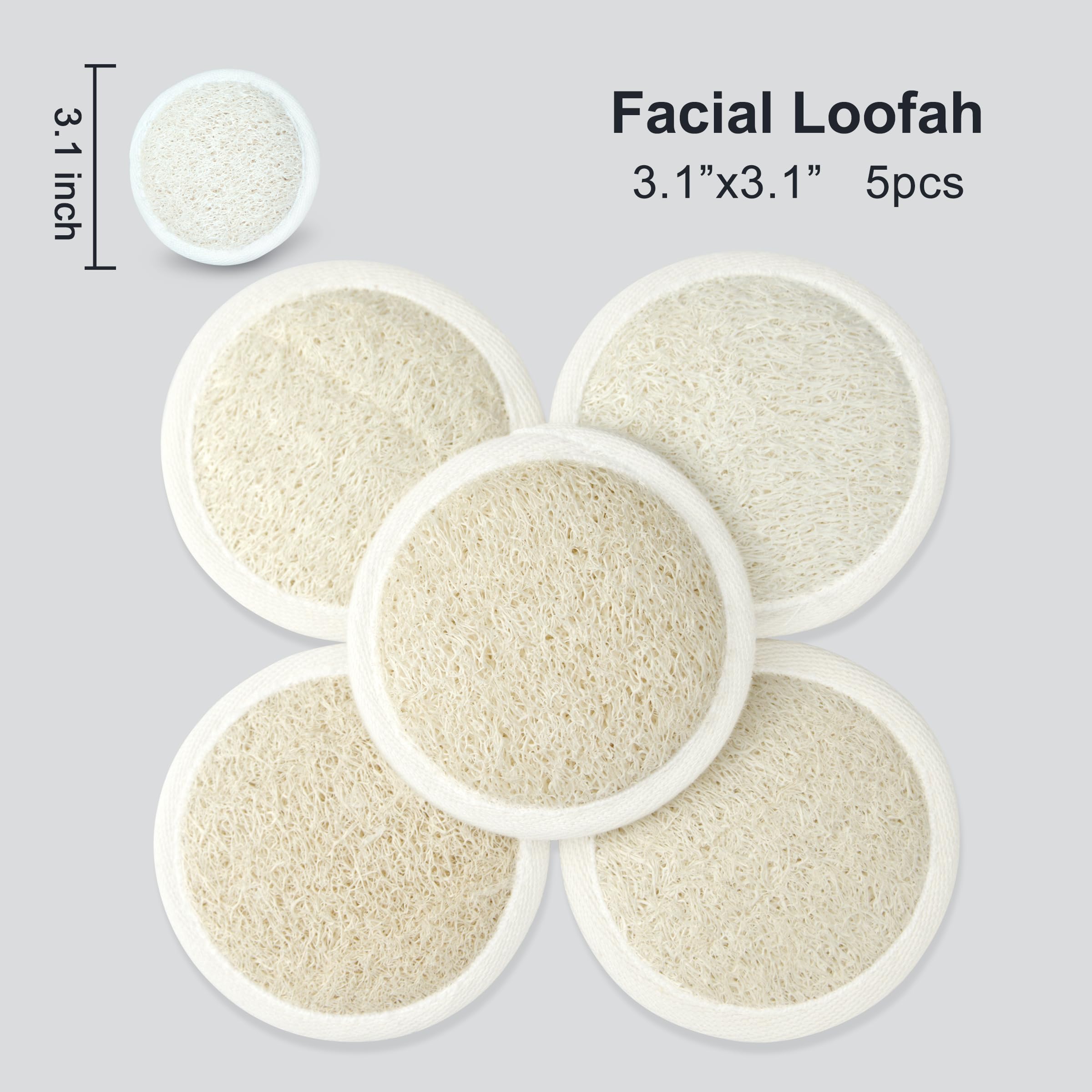 Juego combinado de exfoliante de lufa natural de alta calidad, 1 paquete de esponja de lufa, 2 almohadillas de lufa, 5 paquetes de lufa facial, juego de lufa (empaquetado en caja de regalo),