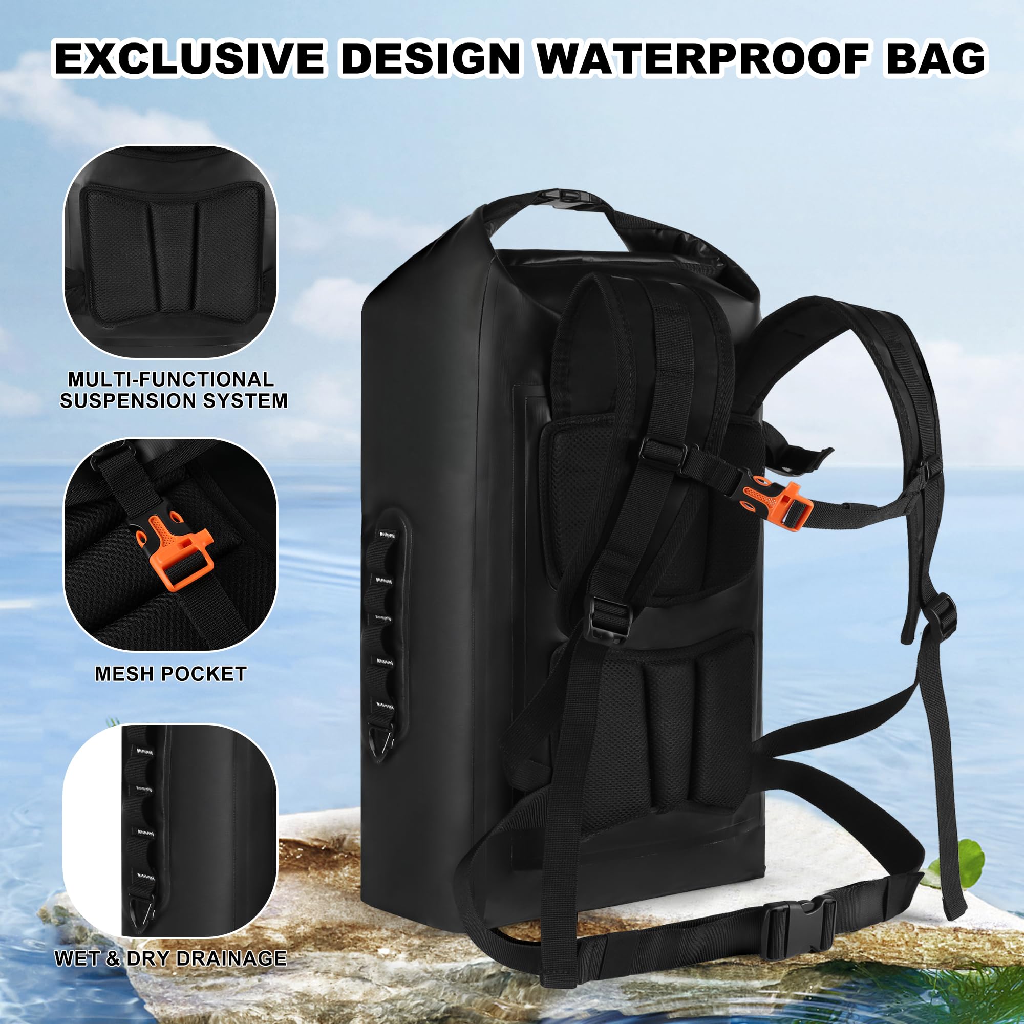 IDRYBAG Plecak wodoodporny dla mężczyzn i kobiet suche torby wodoodporne torby na kajakarstwo