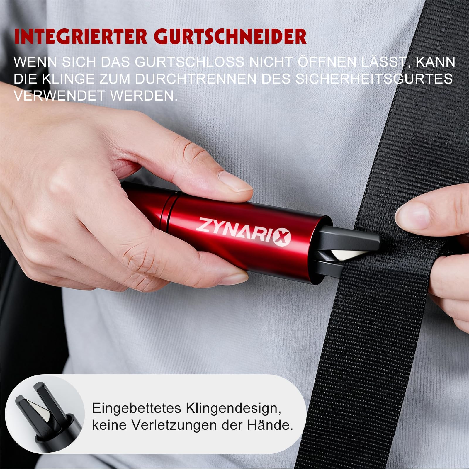2 in 1 Gurtschneider Notfallhammer, 2 Stück Notfallhammer Auto Mit Gurtschneider, Auto Sicherheitshammer mit Übungsglas und Klebebasis Emergency Cartool Geeignet für Pkw, SUV, Busse - 5