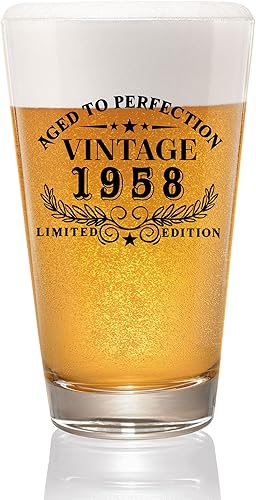 Vaso de cerveza vintage de 1958 63 cumpleaños de 16 onzas para hombres, regalos de cumpleaños para hombre, mujer, amigo, cumple 63 años, feliz