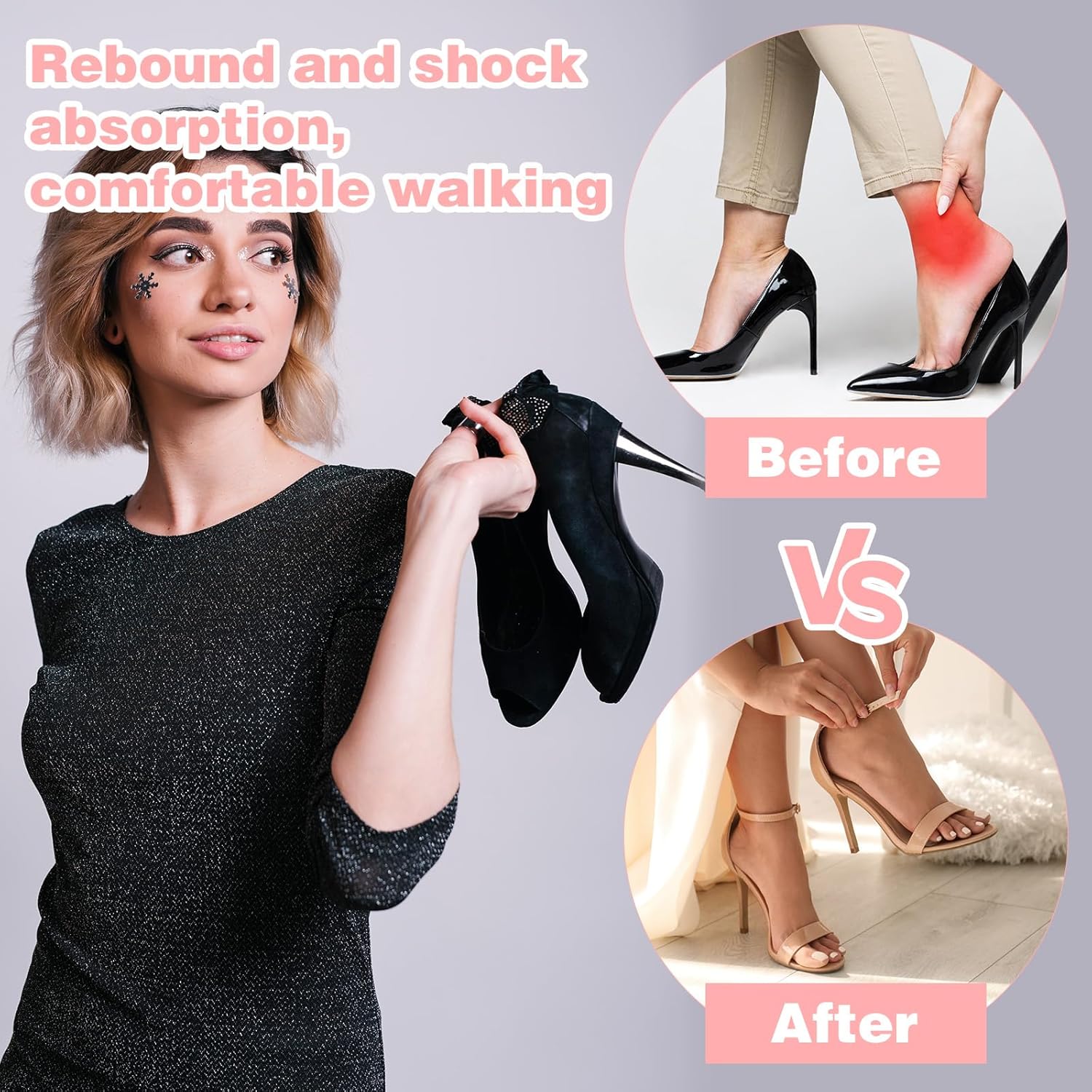 2 Pair Gel High Heel Inserts for Women, 3/4 Length Clear Shoe Inserts for Women, Comfort Pads Non-Skidding Adhesive Shoe Support Cushion Insoles for High Heels for Sandals Flats Boots Pumps - Image 5