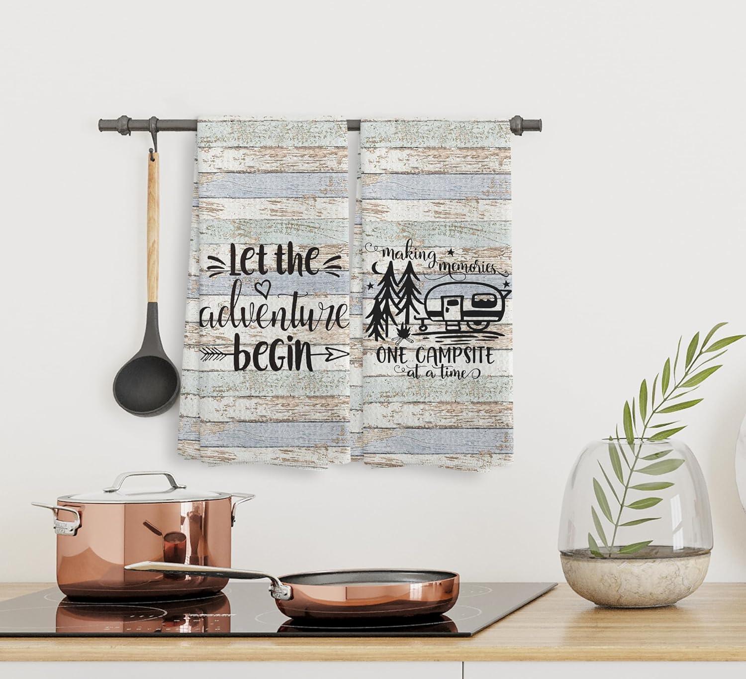 Camping Let the Adventure Begin Kitchen Towels and Dishcloths Sets of 2,Campsite Cabin RV Drying Cloth Hand Towels Tea Towels for Bathroom Kitchen,Campers Camping Lovers Adventurers Gifts,16×24 inches - Image 5